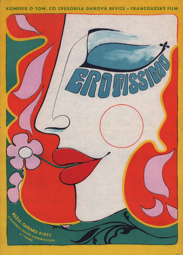 Эротиссимо (Erotissimo, 1969), режиссёр Жерар Пирес, чехословацкий постер к фильму (психоделическое искусство, 1968 год)
