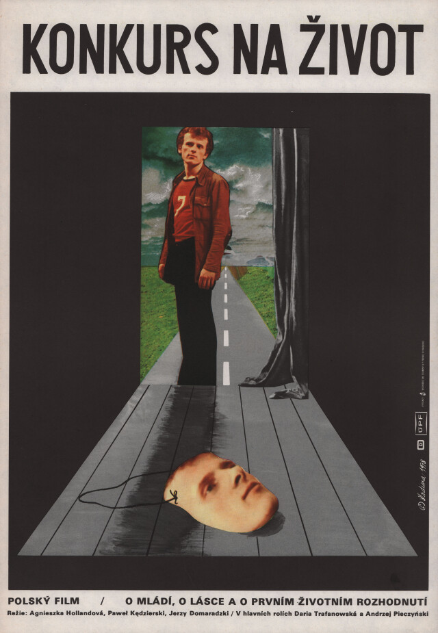 Кинопробы (Screen Tests, 1977), режиссёр Ежи Домарадский, чехословацкий постер к фильму, художник Мирослав Хрдина (психоделическое искусство, 1979)