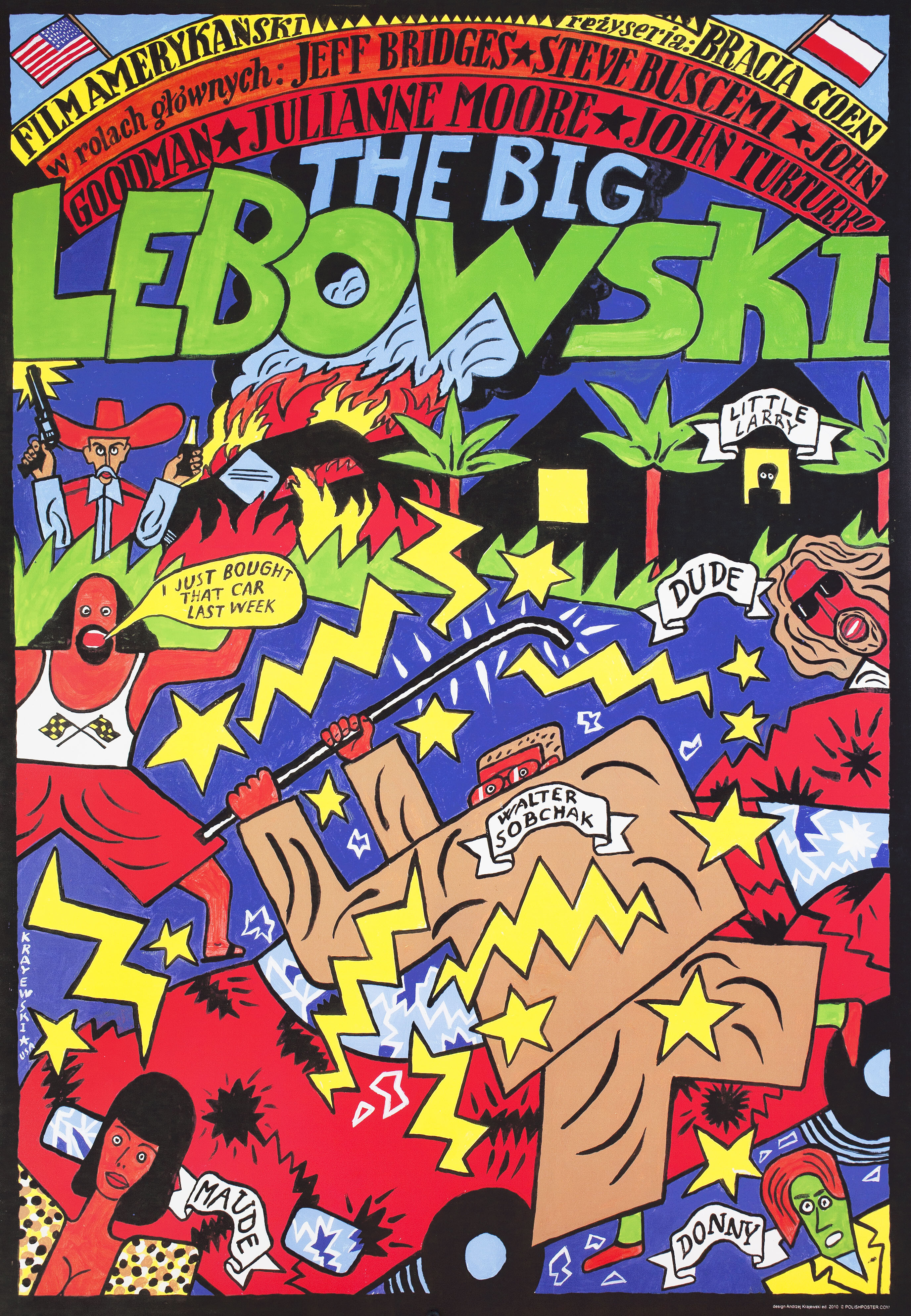 Большой Лебовски (The Big Lebowski, 1998), режиссёр Братья Коэн, польский постер к фильму, Анджей Краевский художник (психоделическое искусство, 2010 год)