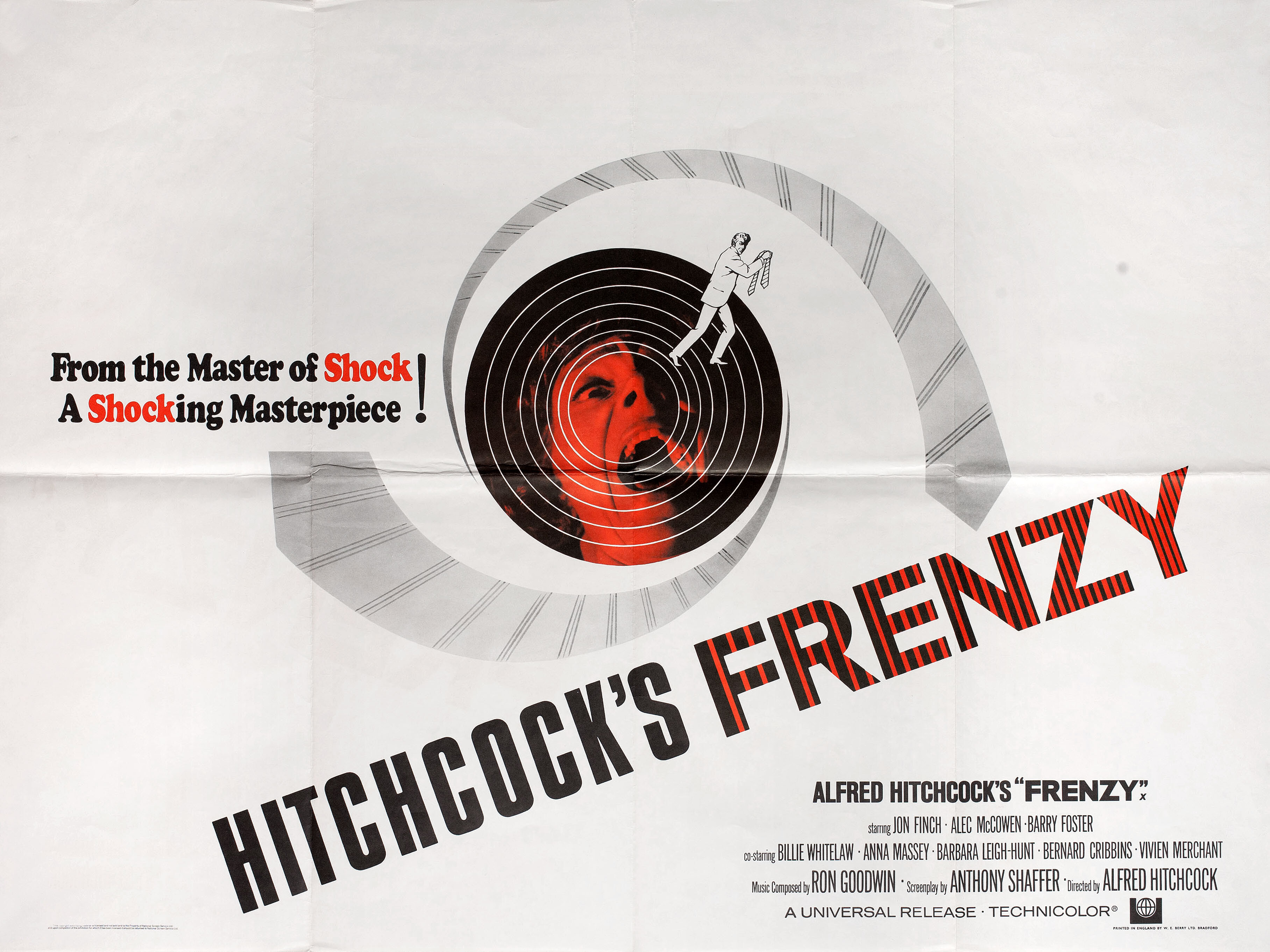 Безумие (Frenzy, 1972), режиссёр Альфред Хичкок, британский постер к фильму (психоделическое искусство, 1972 год)