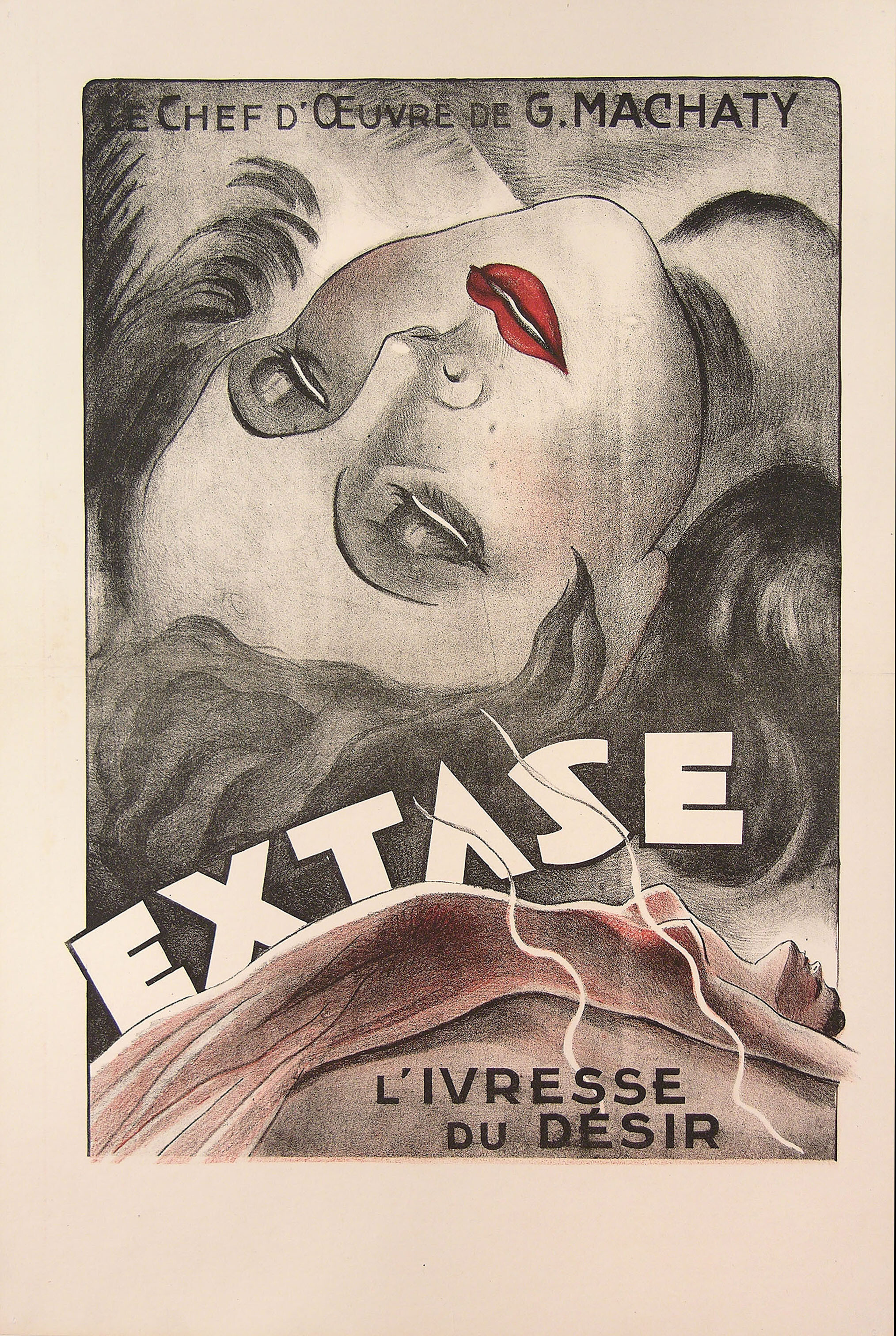 Экстаз (Ecstasy, 1933), режиссёр Густав Махати, иллюстрированный постер к фильму (Франция, 1933 год)