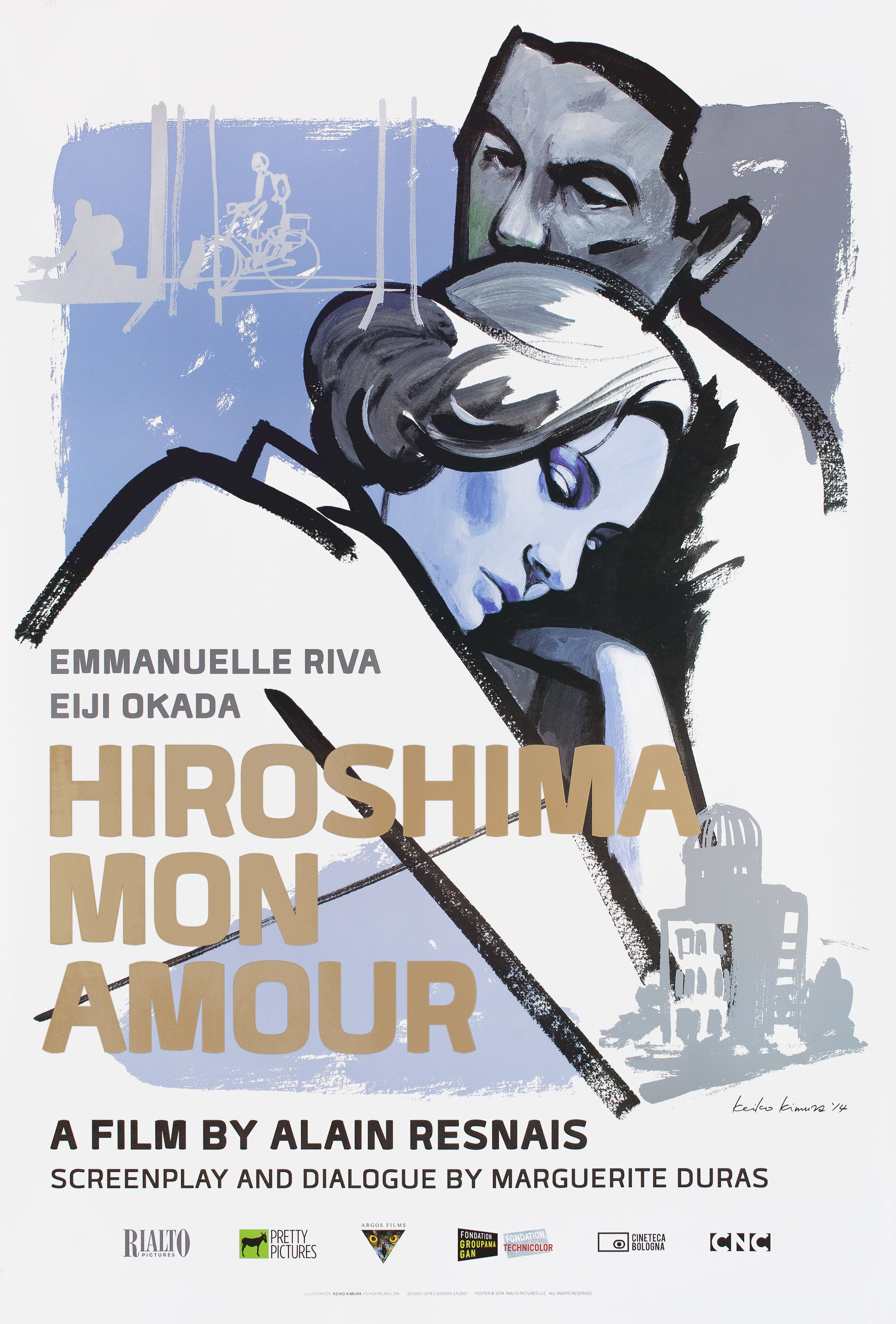 Хиросима, моя любовь (Hiroshima Mon Amour, 1959), режиссёр Ален Рене, художественный постер к фильму (США, 2014 год), автор Кейко Кимура