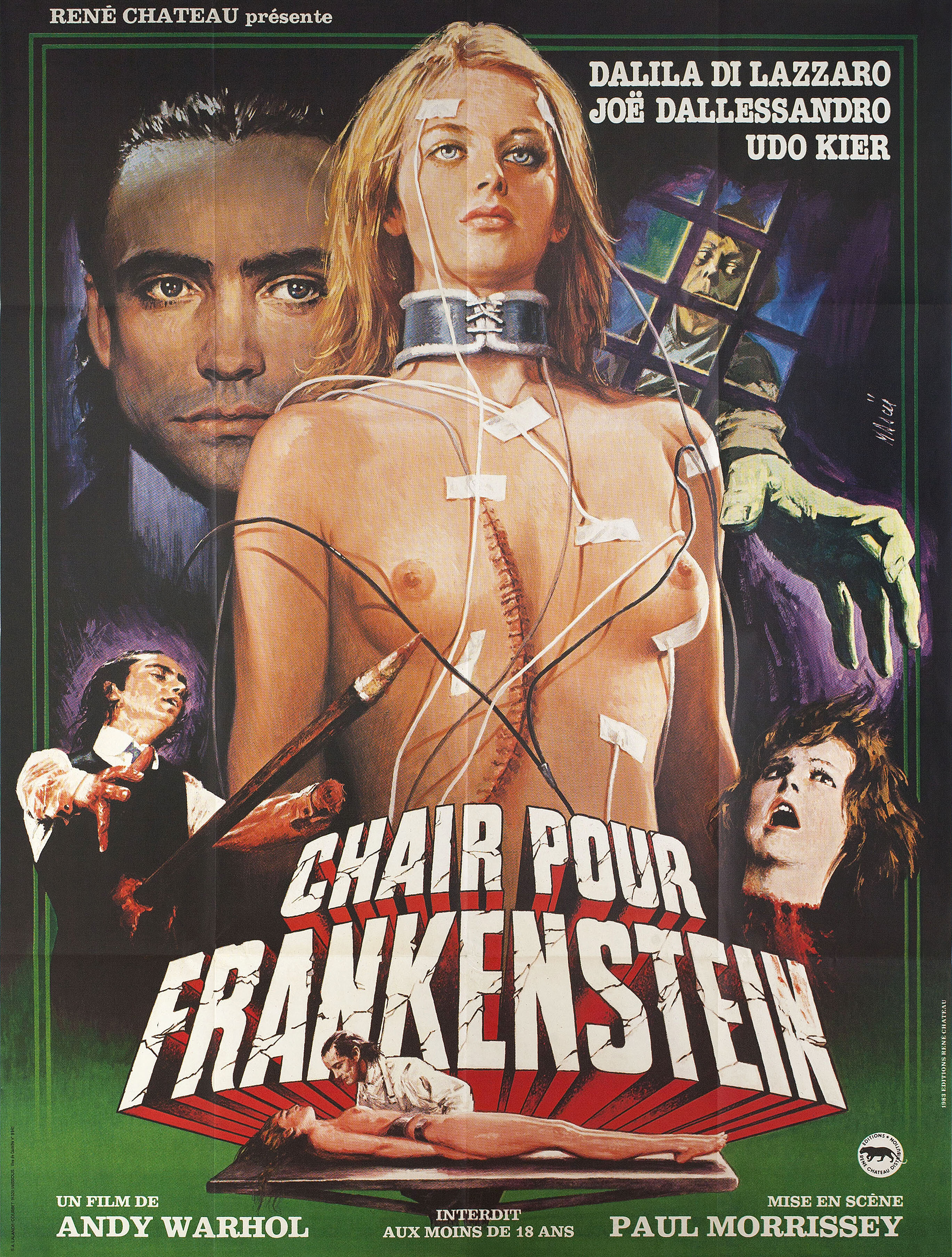 Тело для Франкенштейна (Andy Warhols Frankenstein, 1973), режиссёр Пол Моррисси, художественный постер к фильму (Франция, 1983 год), автор Жан Маски
