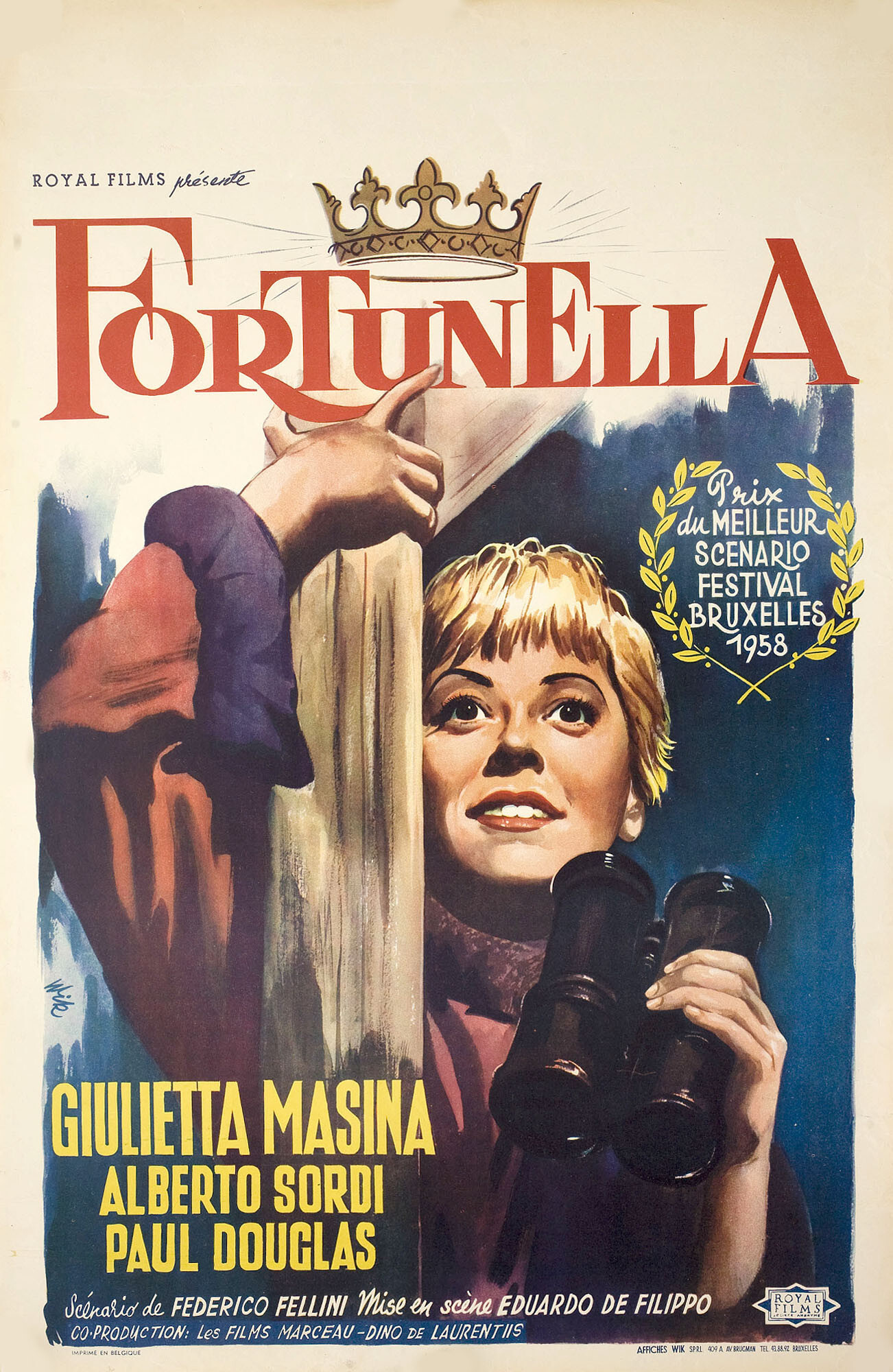 Фортунелла (Fortunella, 1958), режиссёр Эдуардо Де Филиппо, художественный постер к фильму (Бельгия, 1958 год), автор Вик