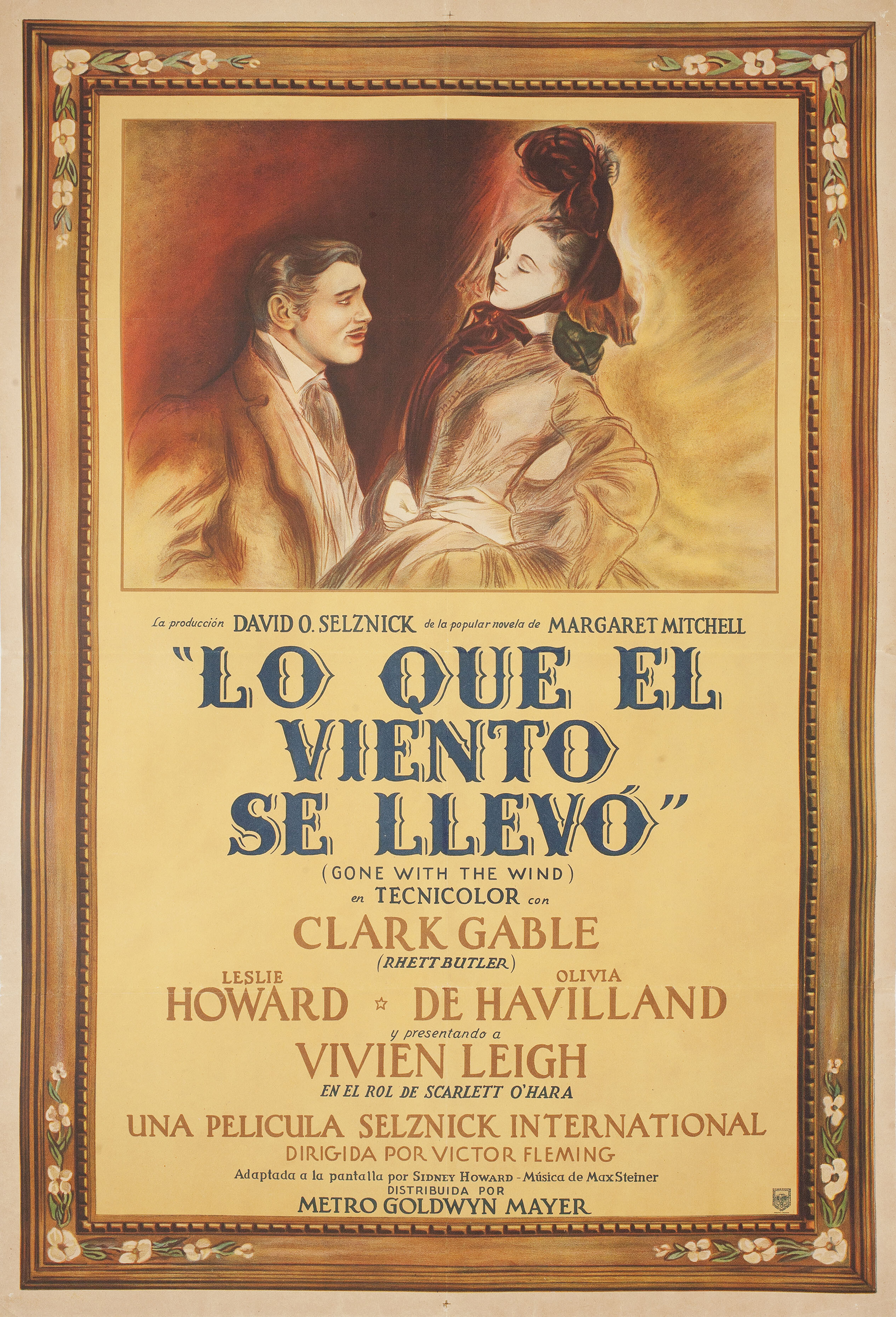 Унесенные ветром (Gone with the Wind, 1939), режиссёр Виктор Флеминг, художественный постер к фильму (Аргентина, 1939 год), автор Армондо Сегусо