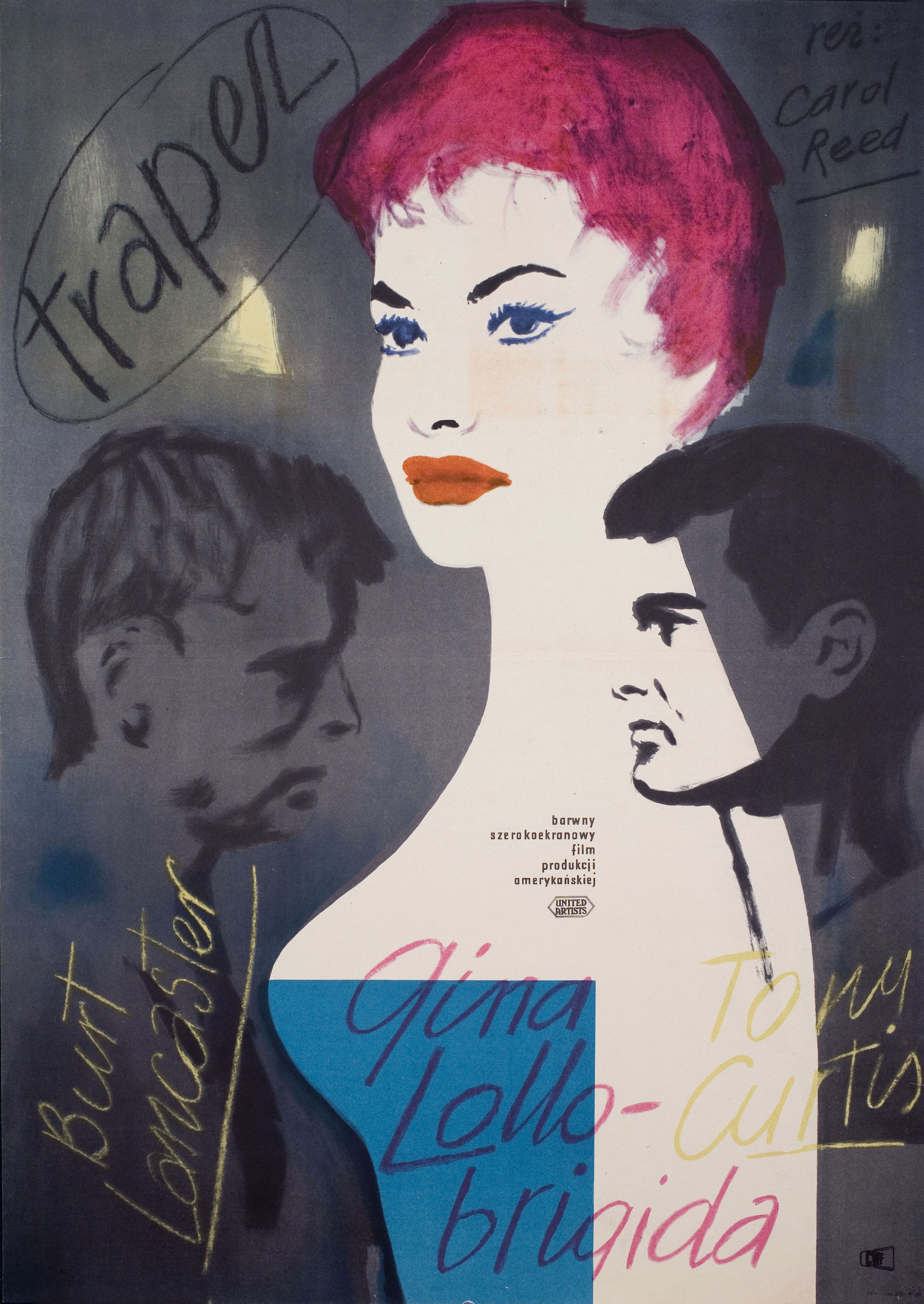 Трапеция (Trapeze, 1956), режиссёр Кэрол Рид, художественный постер к фильму (Польша, 1959 год), автор Войцех Замечник