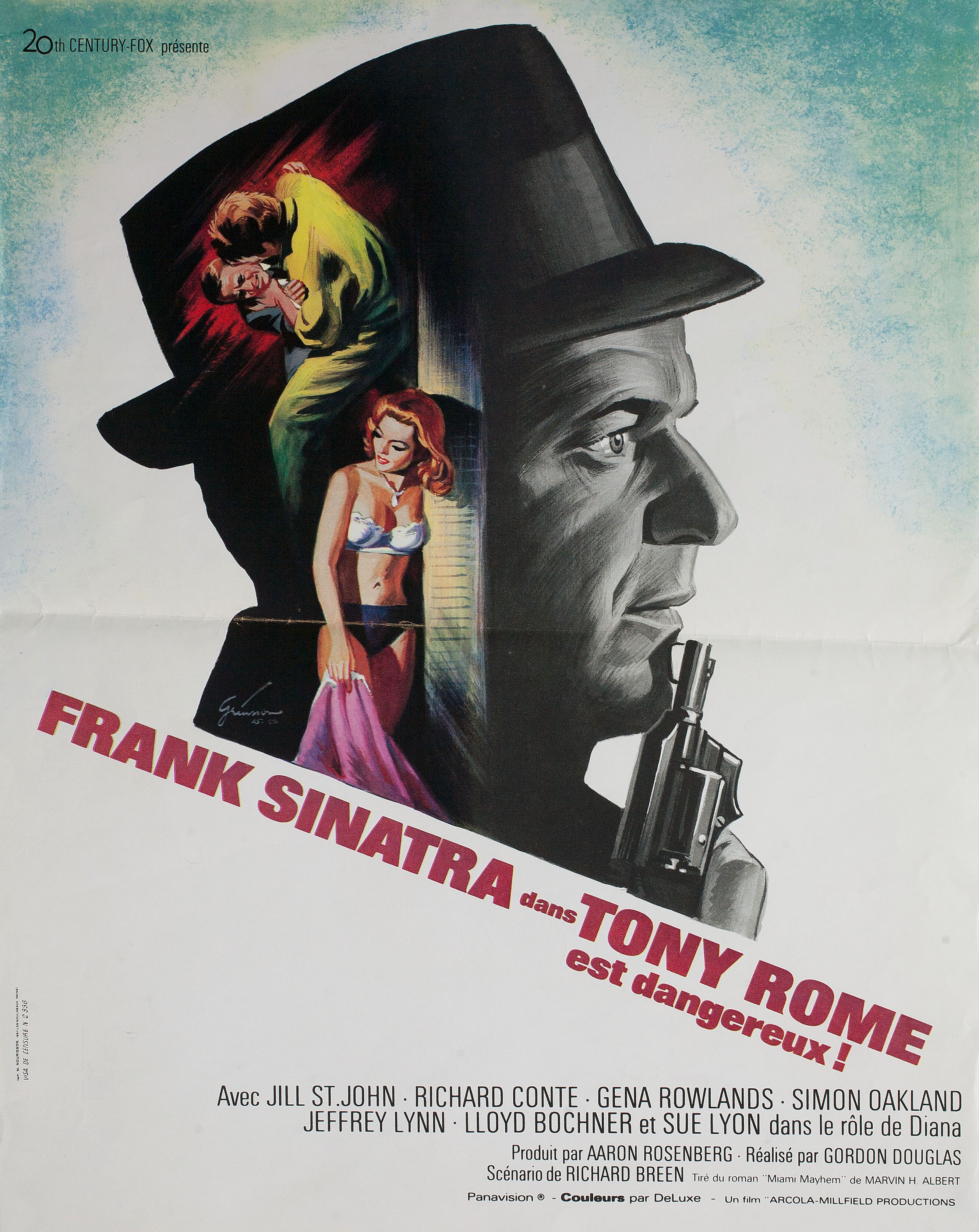 Тони Роум (Tony Rome, 1967), режиссёр Гордон Дуглас, художественный постер к фильму (Франция, 1967 год), автор Борис Гринссон