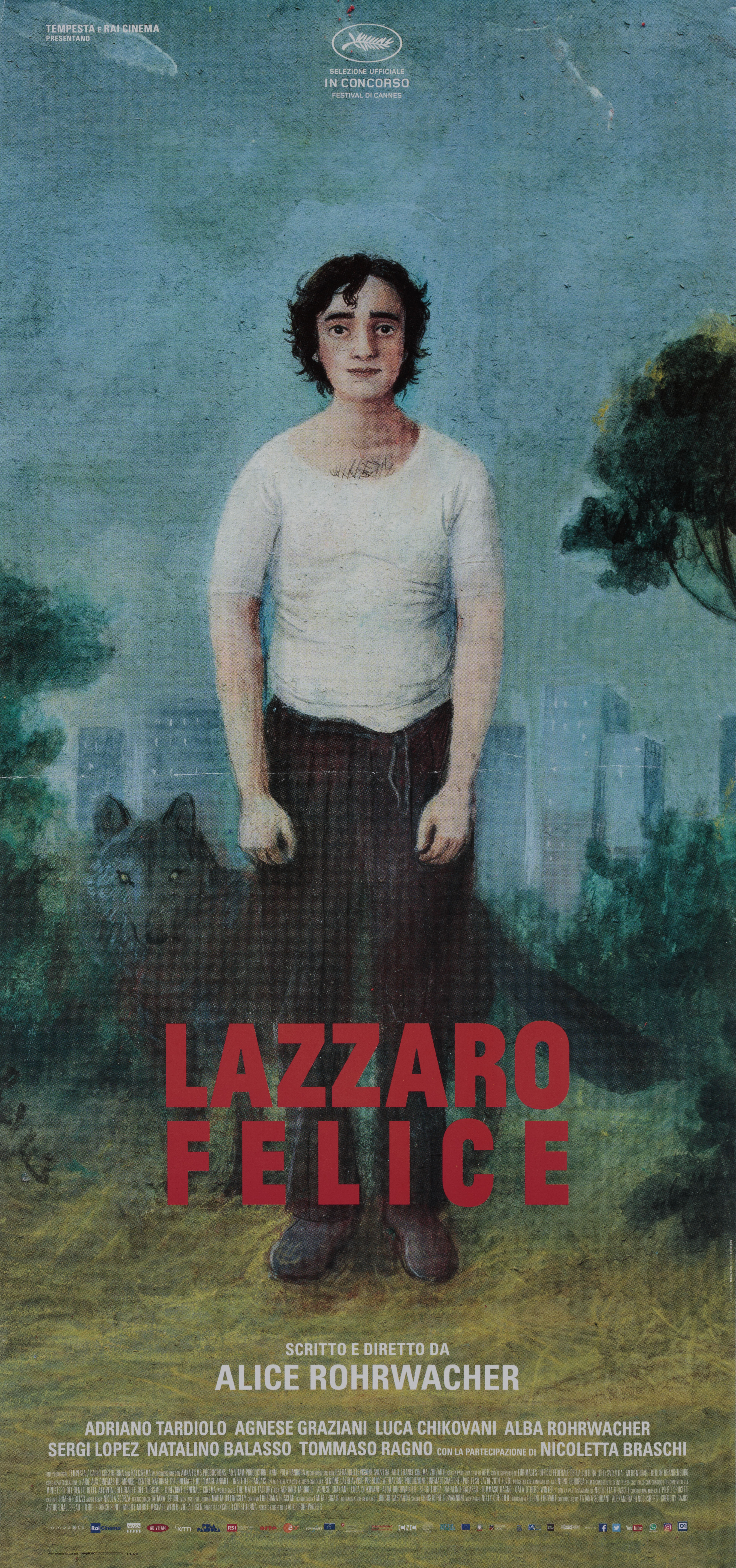 Счастливый Лазарь (Happy as Lazzaro, 2018), режиссёр Алиса Рорвахер, иллюстрированный постер к фильму (Италия, 2018 год)