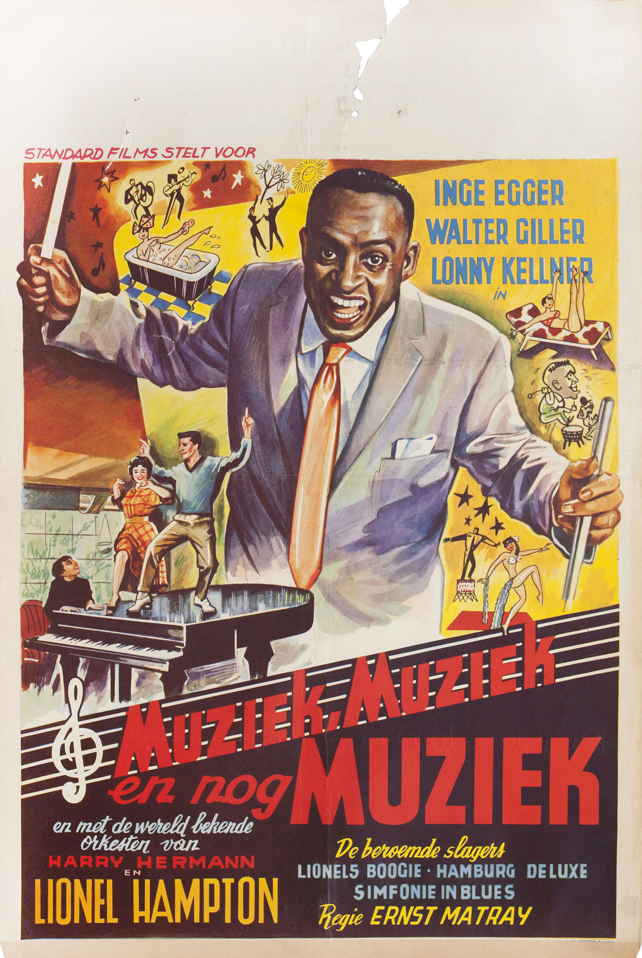 Музыка, музыка и только музыка (Musik, Musik und nur Musik, 1955), режиссёр Эрнст Матрай, художественный постер к фильму (Бельгия, 1955 год)