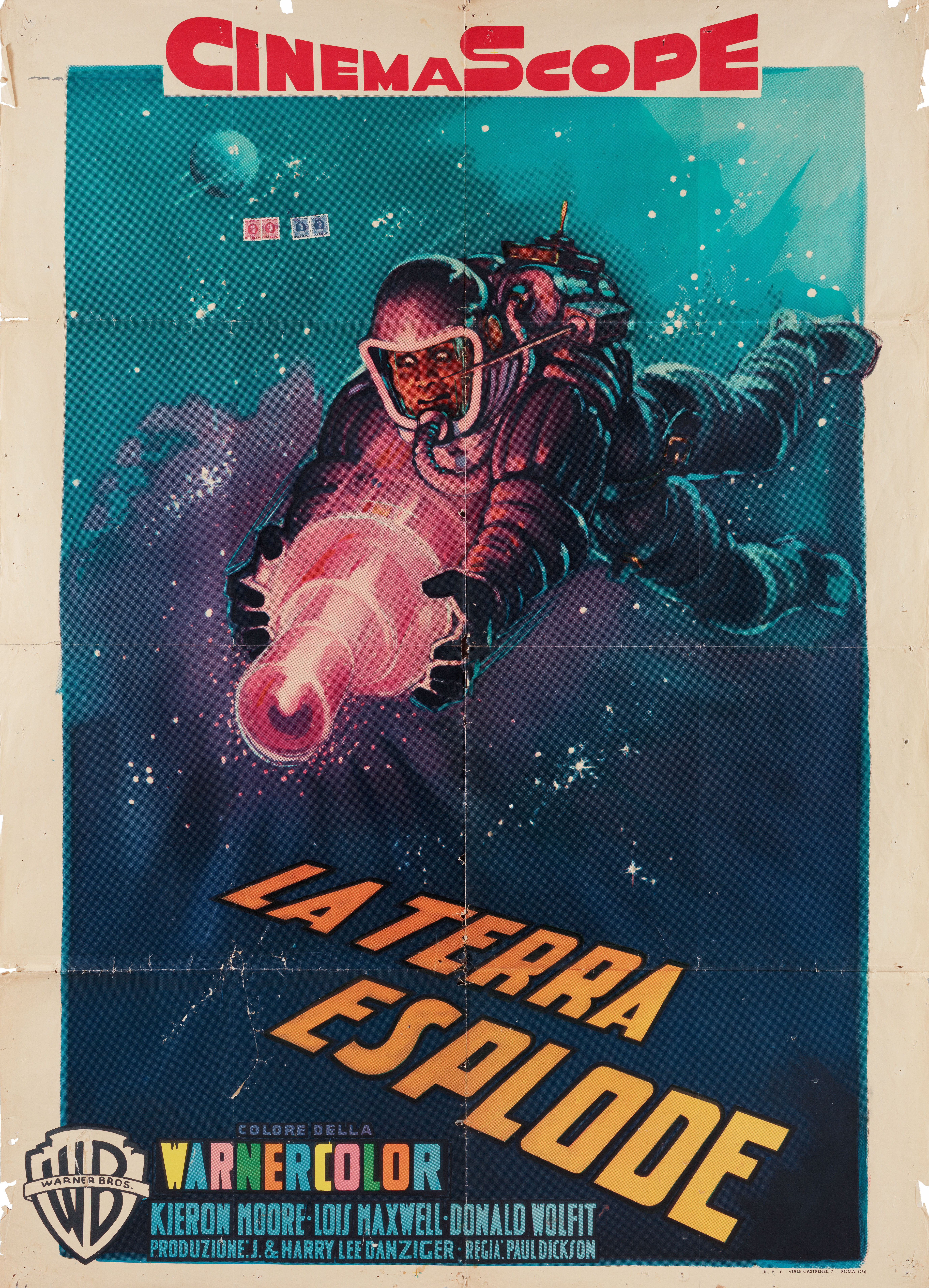 Солнечный спутник (Satellite in the Sky, 1956), режиссёр Пол Диксон, художественный постер к фильму (Италия, 1956 год)