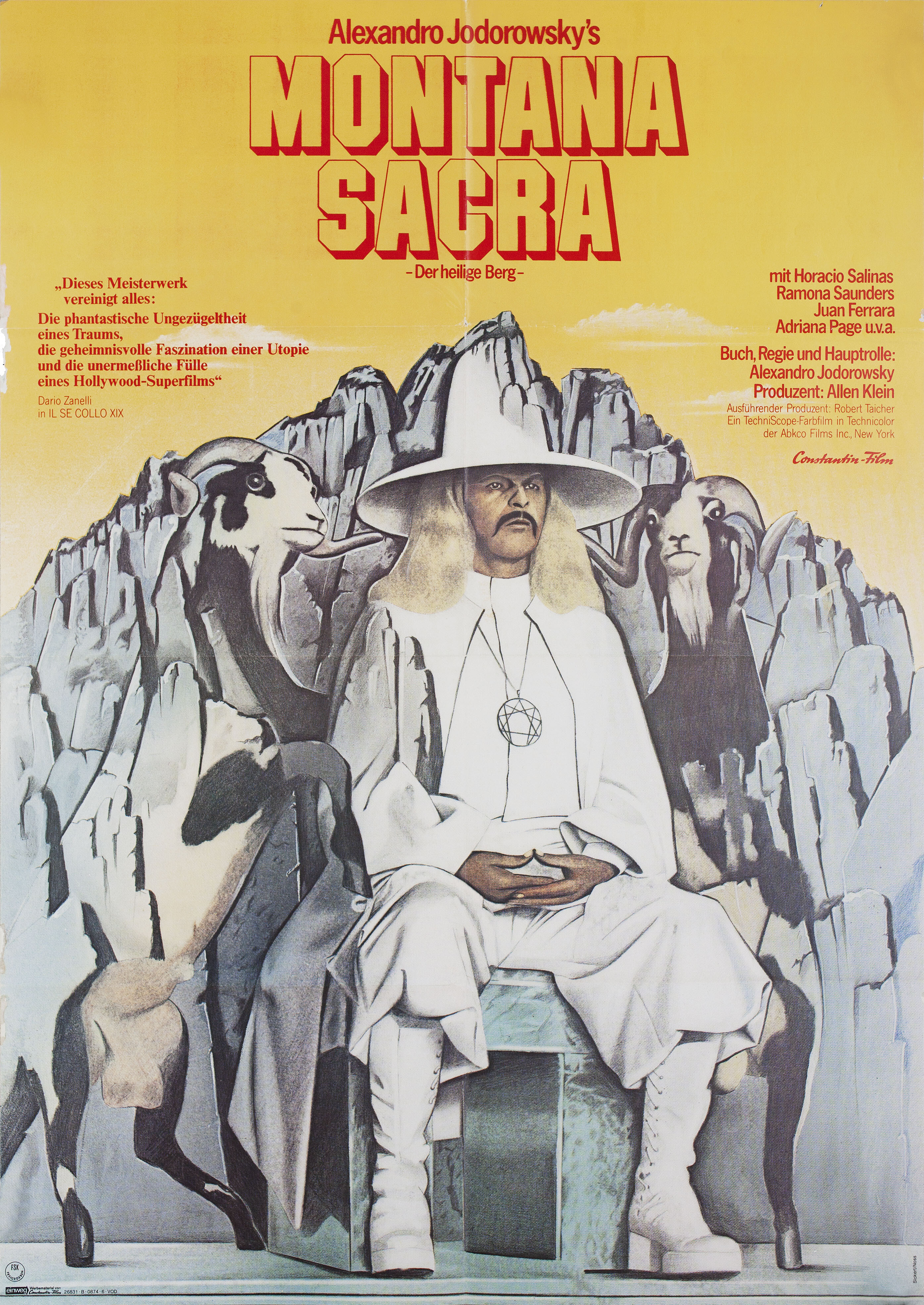 Святая Гора (The Holy Mountain, 1973), режиссёр Алехандро Ходоровски, иллюстрированный постер к фильму (Германия, 1974 год), автор Питер Сикерт, Дитер Носс