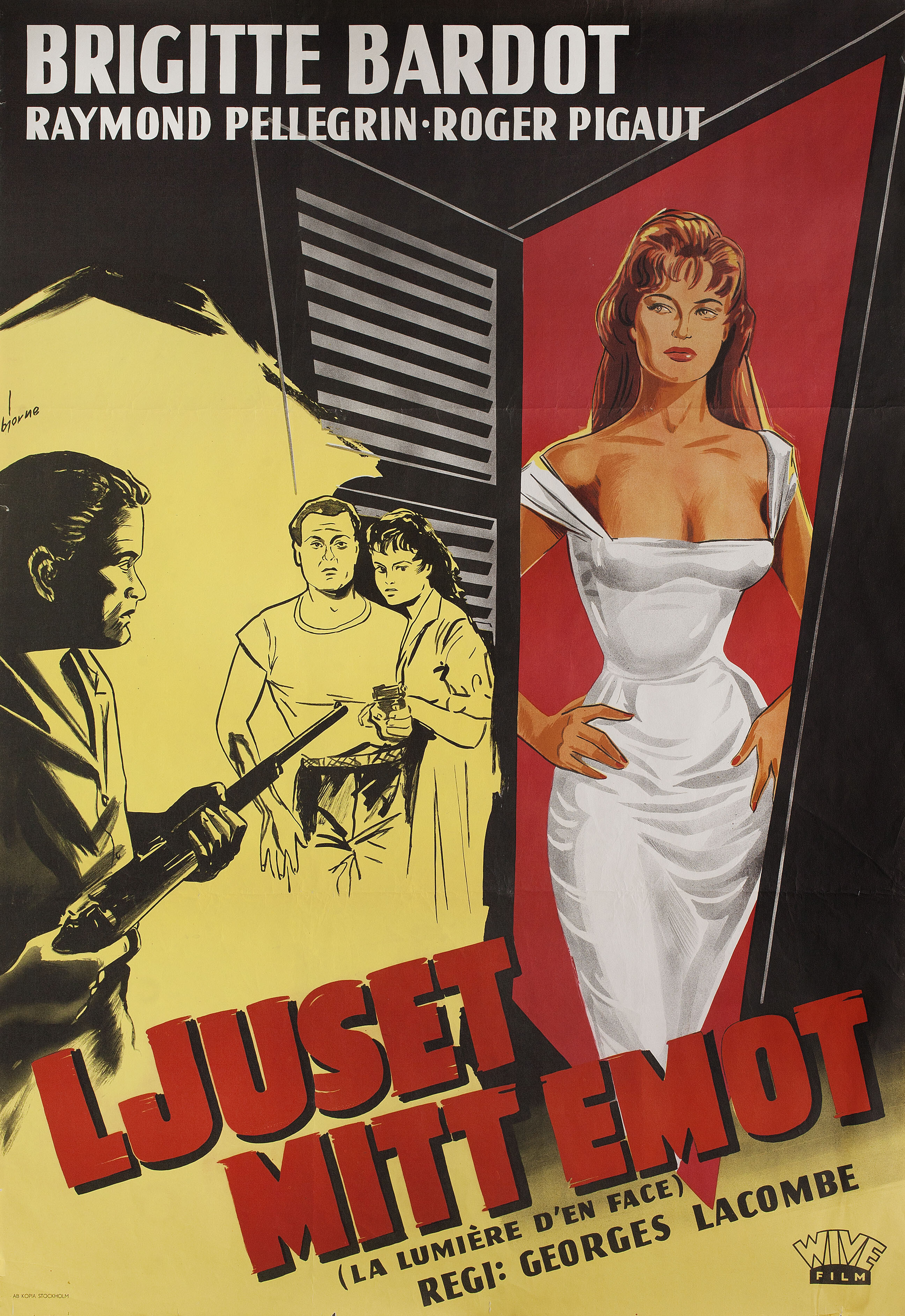 Уличный свет (The Light Across the Street, 1955), режиссёр Жорж Лакомб, художественный постер к фильму (Швеция, 1955 год), автор Бьерн