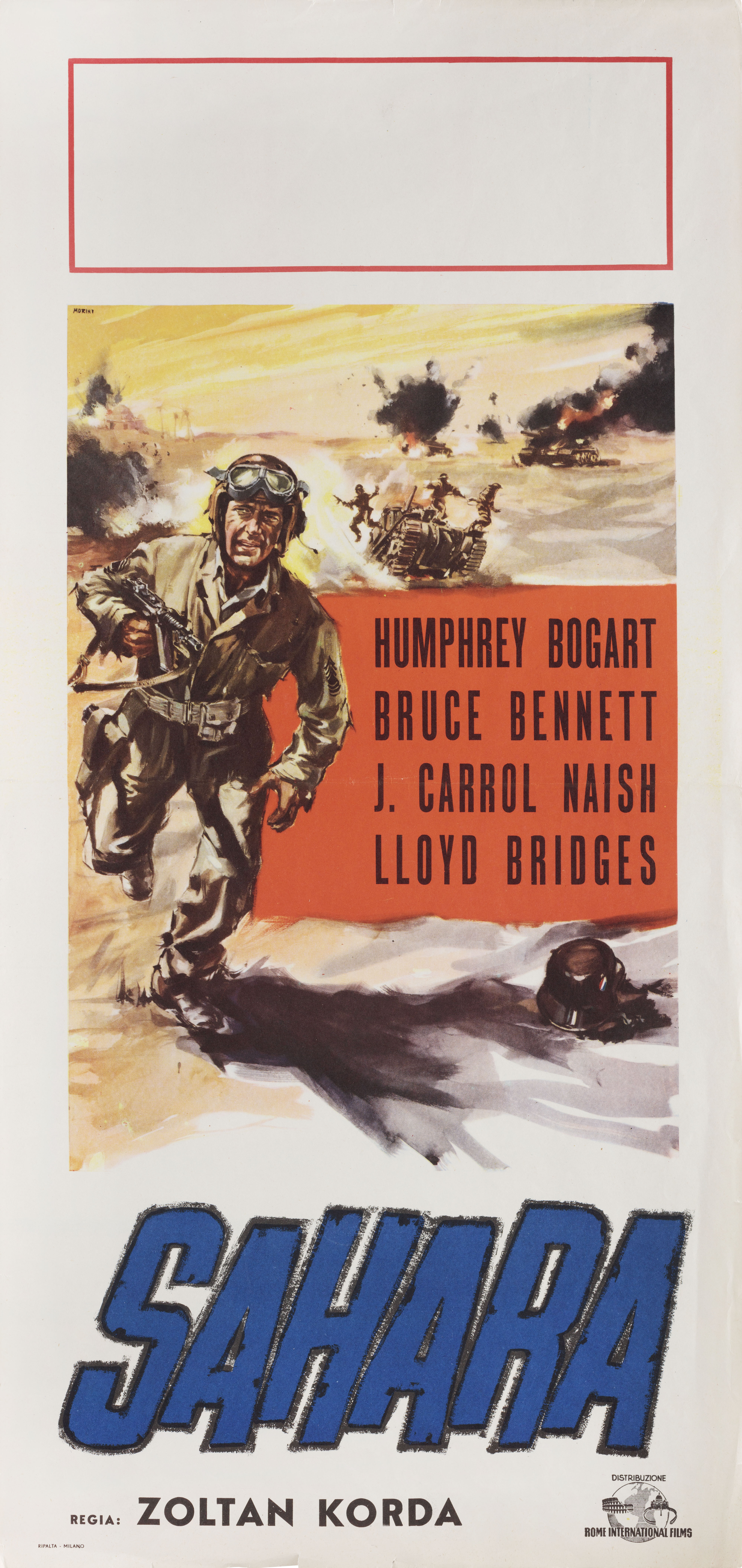 Сахара (Sahara, 1943), режиссёр Золтан Корда, художественный постер к фильму (Италия, 1960 год)
