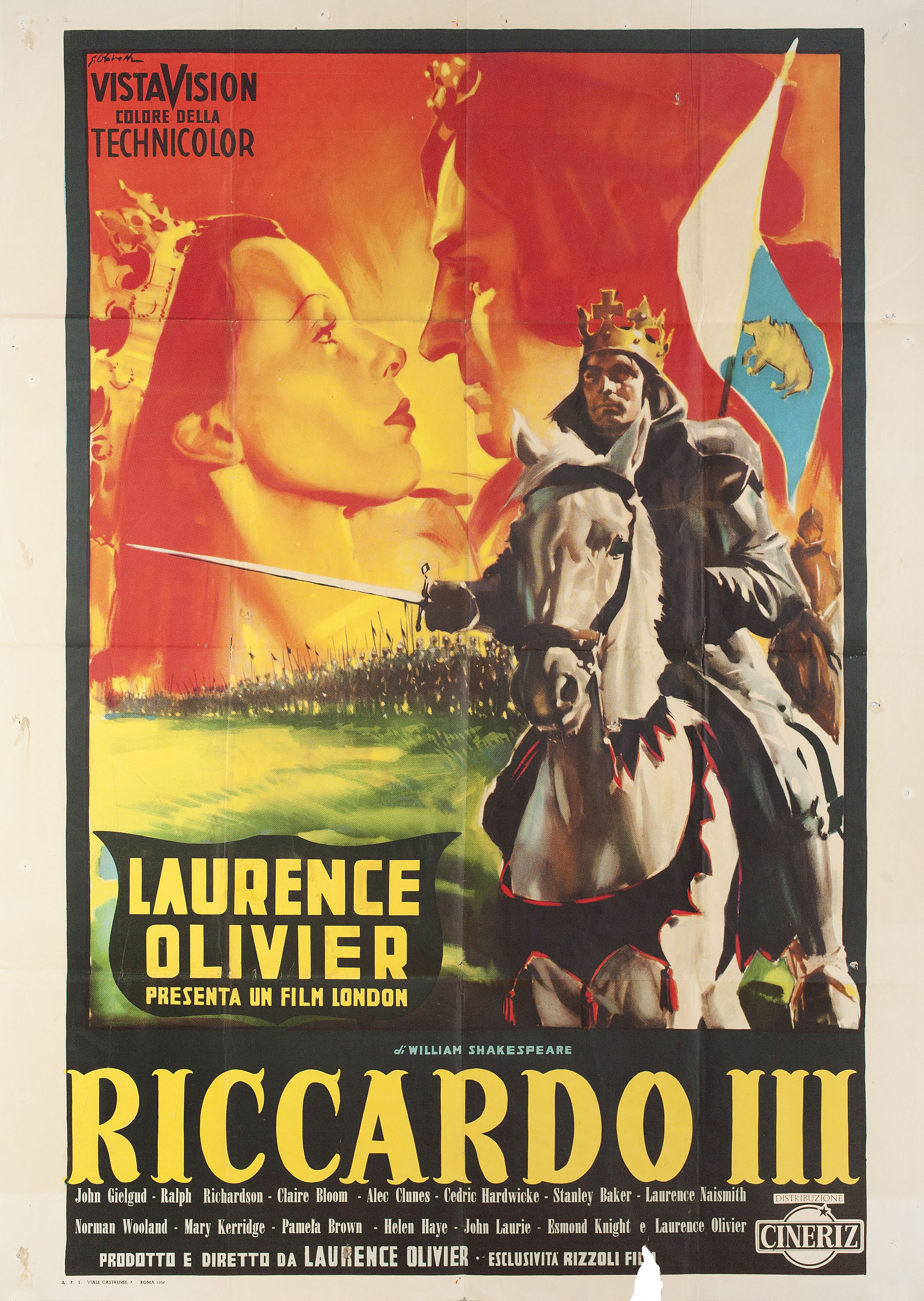 Ричард III (Richard III, 1955), режиссёр Лоуренс Оливье, художественный постер к фильму (Италия, 1965 год)