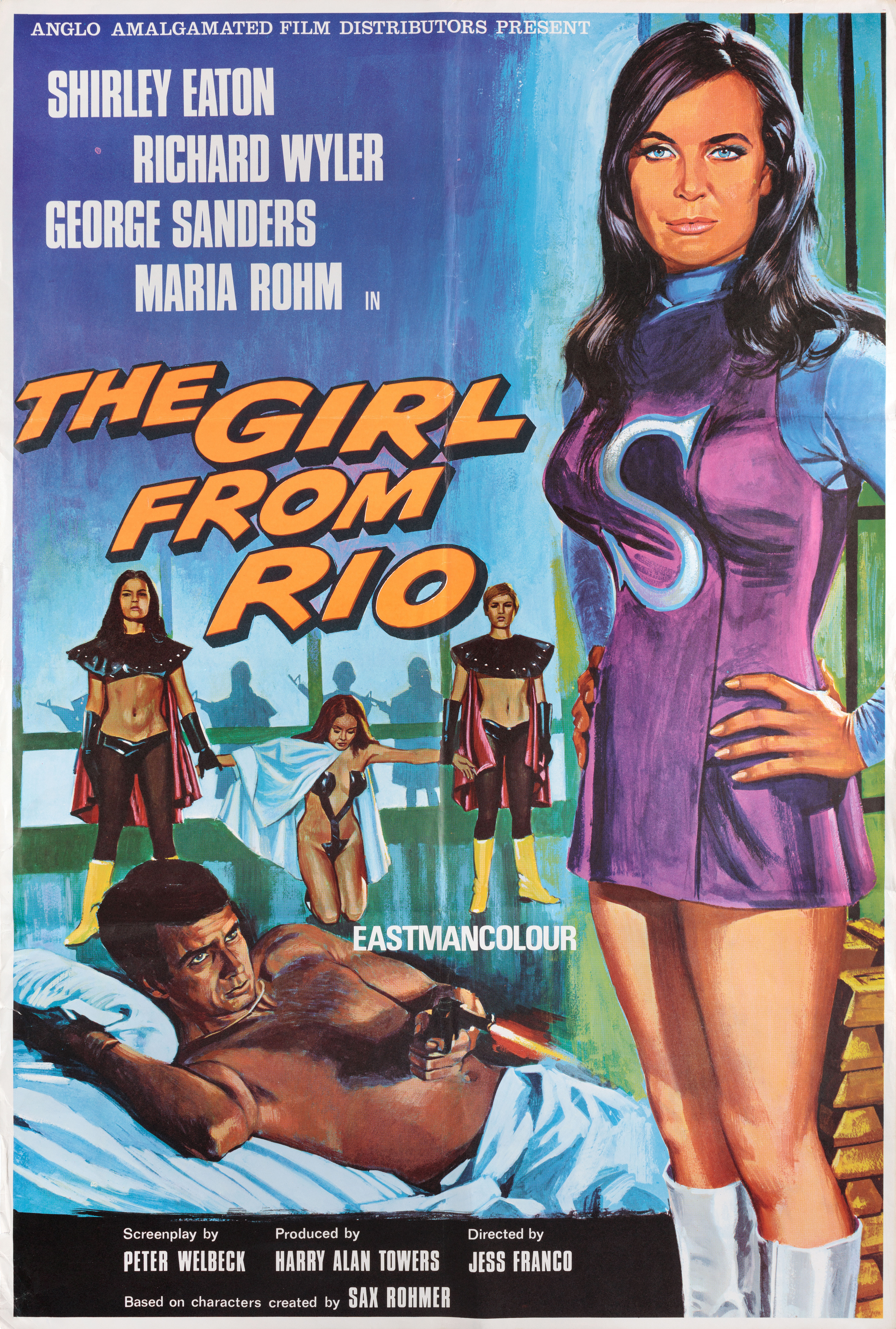 Девушка из Рио (Rio 70, 1969), режиссёр Хесус Франко, художественный постер к фильму (Британия, 1969 год)