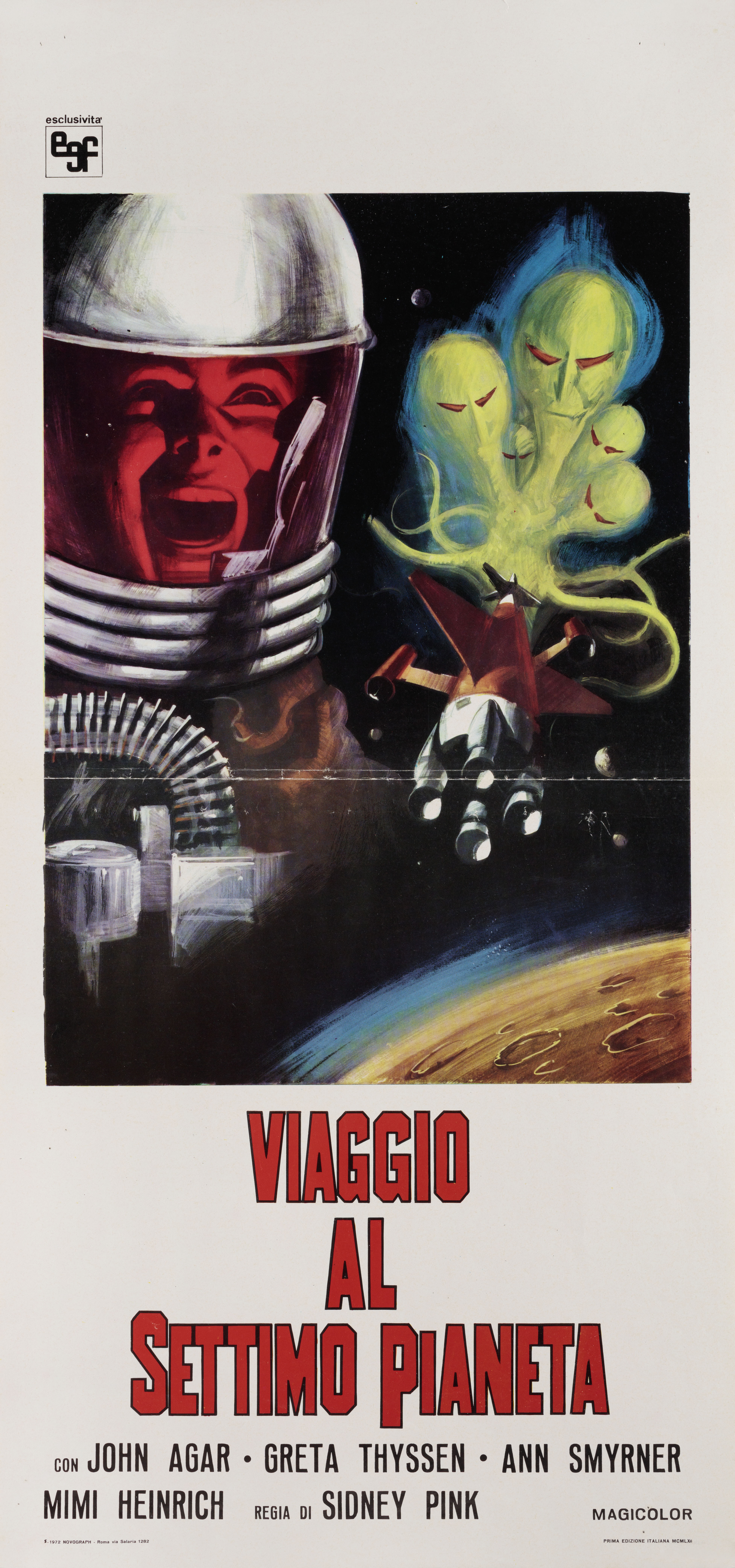 Путешествие к седьмой планете (Journey to the Seventh Planet, 1962), режиссёр Сидни В. Пинк, художественный постер к фильму (Италия, 1972 год)