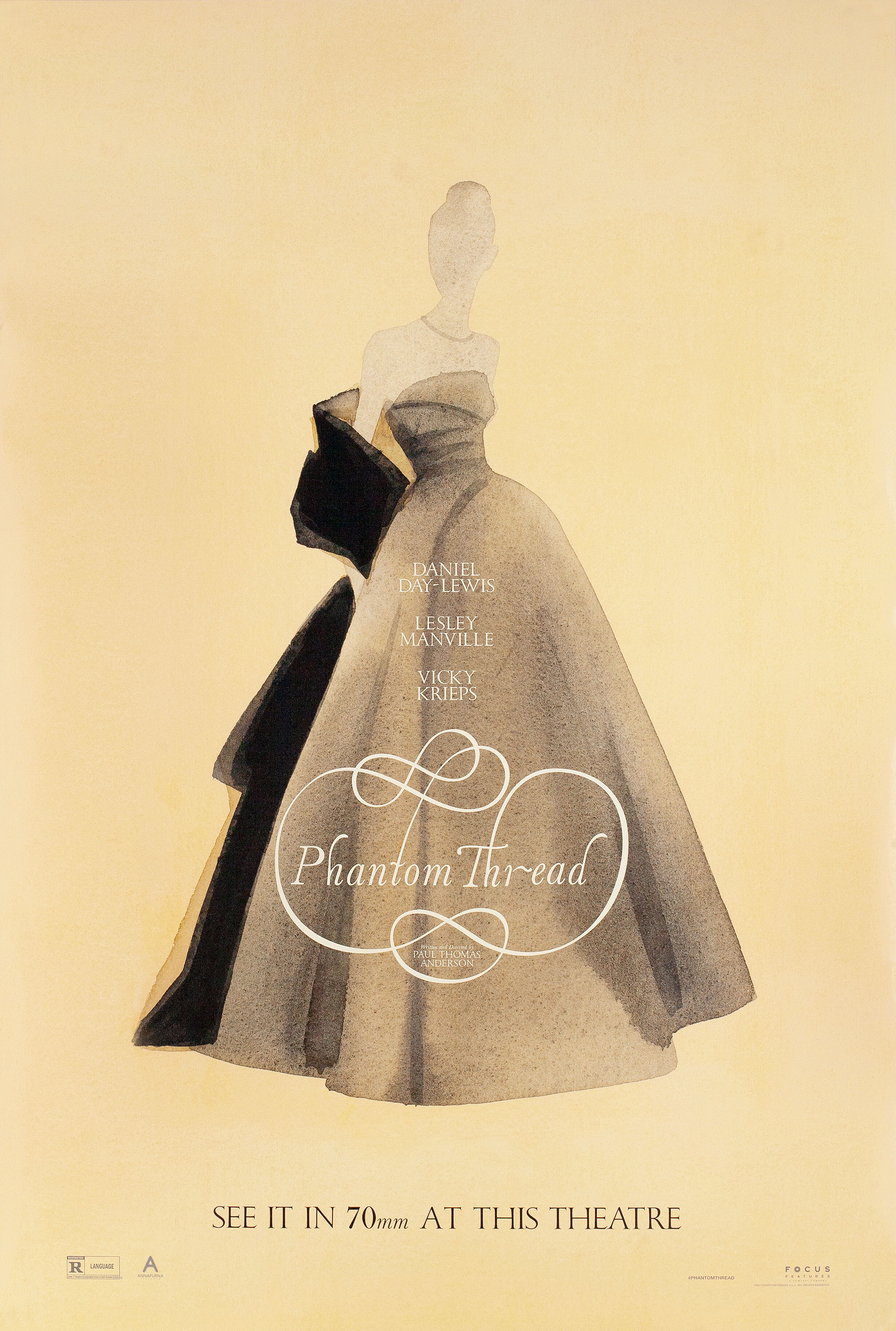 Призрачная нить (Phantom Thread, 2017), режиссёр П.Т. Андерсон, художественный постер к фильму (США, 2017 год)
