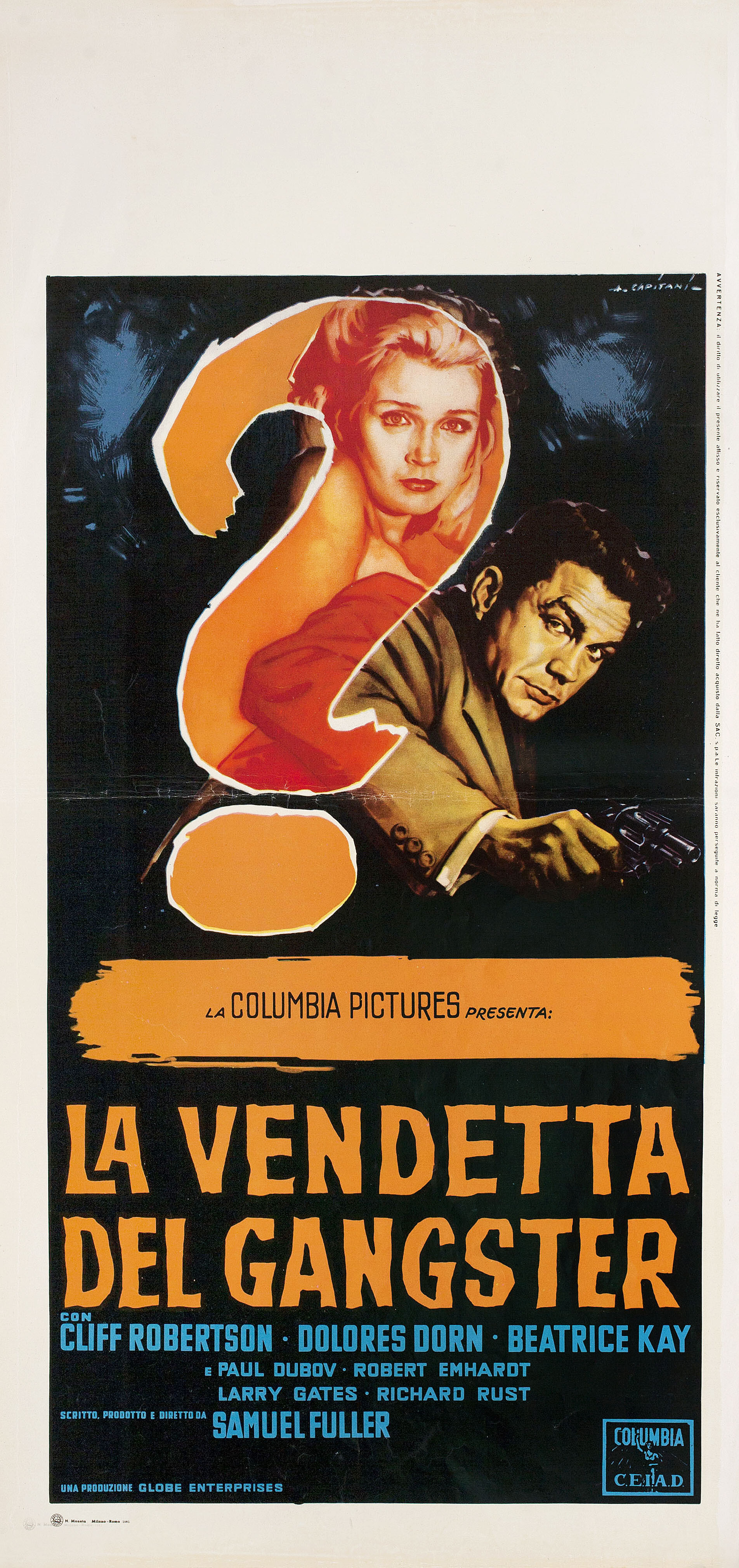 Другой мир США (Underworld U.S.A., 1961), режиссёр Сэмюэл Фуллер, художественный постер к фильму (Италия, 1961 год), автор Альфредо Капитани