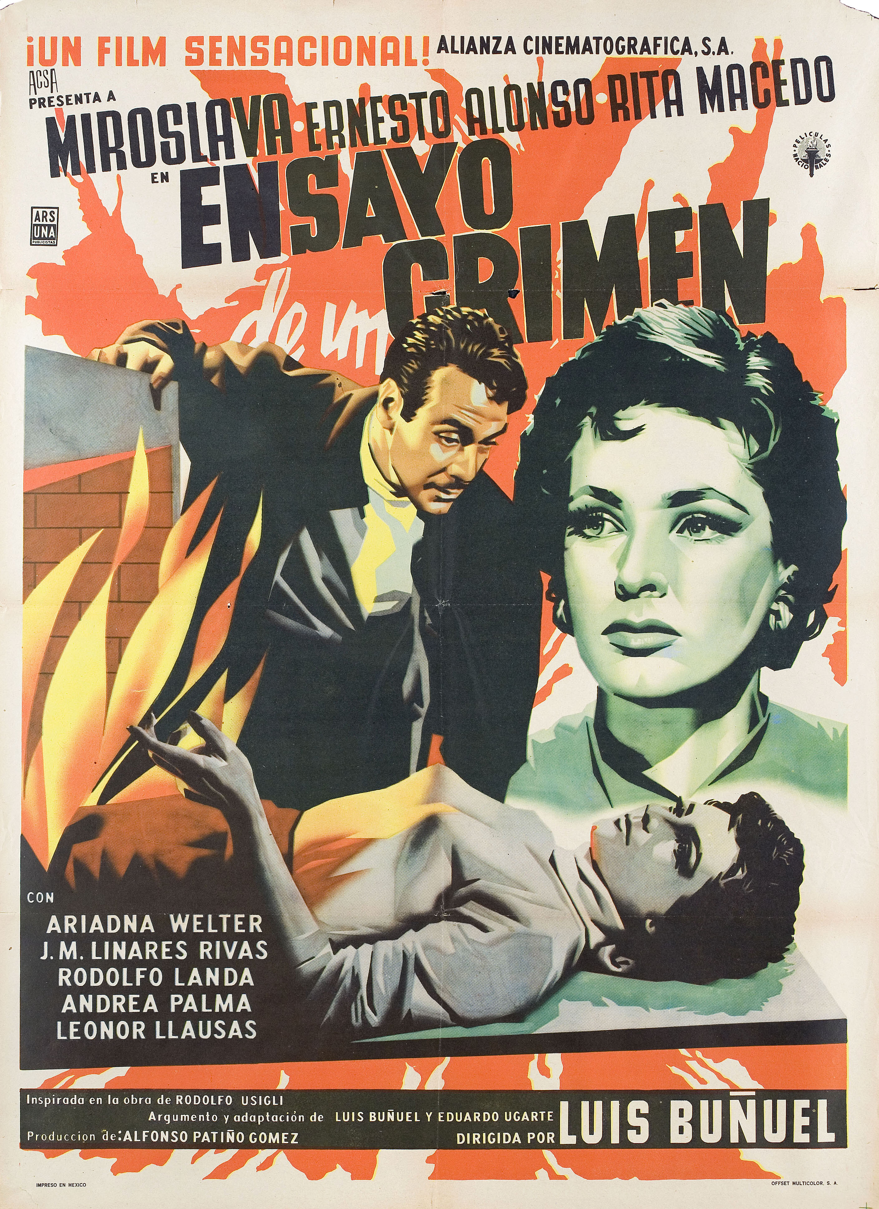 Криминальная жизнь Арчибальдо де ла Круса (The Criminal Life of Archibaldo de la Cruz, 1955), режиссёр Луис Бунюэль, художественный постер к фильму (Мексика, 1955 год)