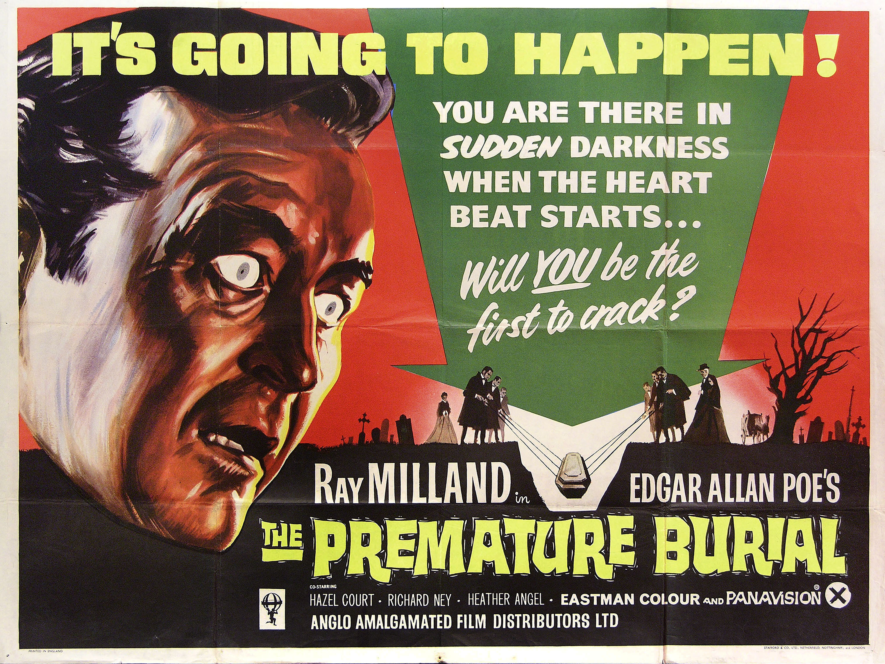 Похороненные заживо (Premature Burial, 1962), режиссёр Роджер Корман, художественный постер к фильму (Британия, 1962 год)
