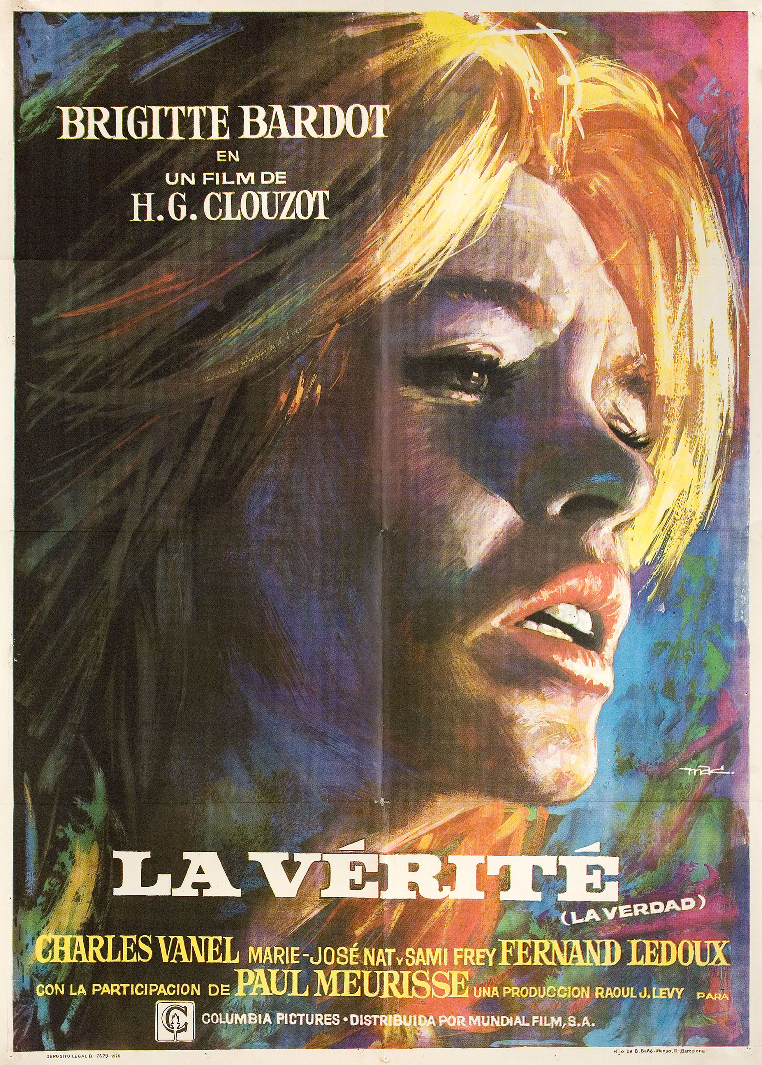 Истина (The Truth, 1960), режиссёр Анри-Жорж Клузо, художественный постер к фильму (Испания, 1962 год), автор Игнасио Гомес