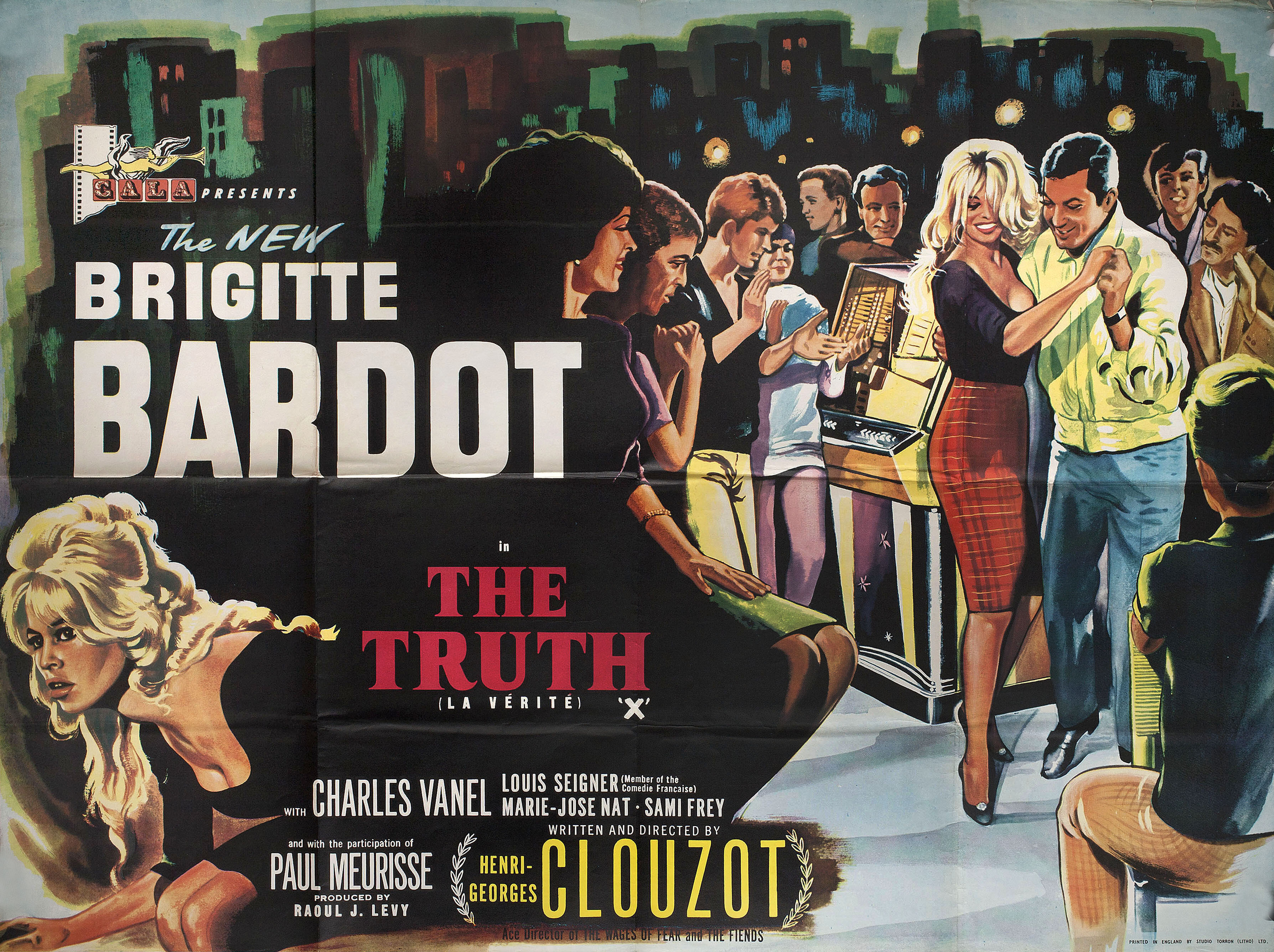 Истина (The Truth, 1960), режиссёр Анри-Жорж Клузо, художественный постер к фильму (Британия, 1960 год)