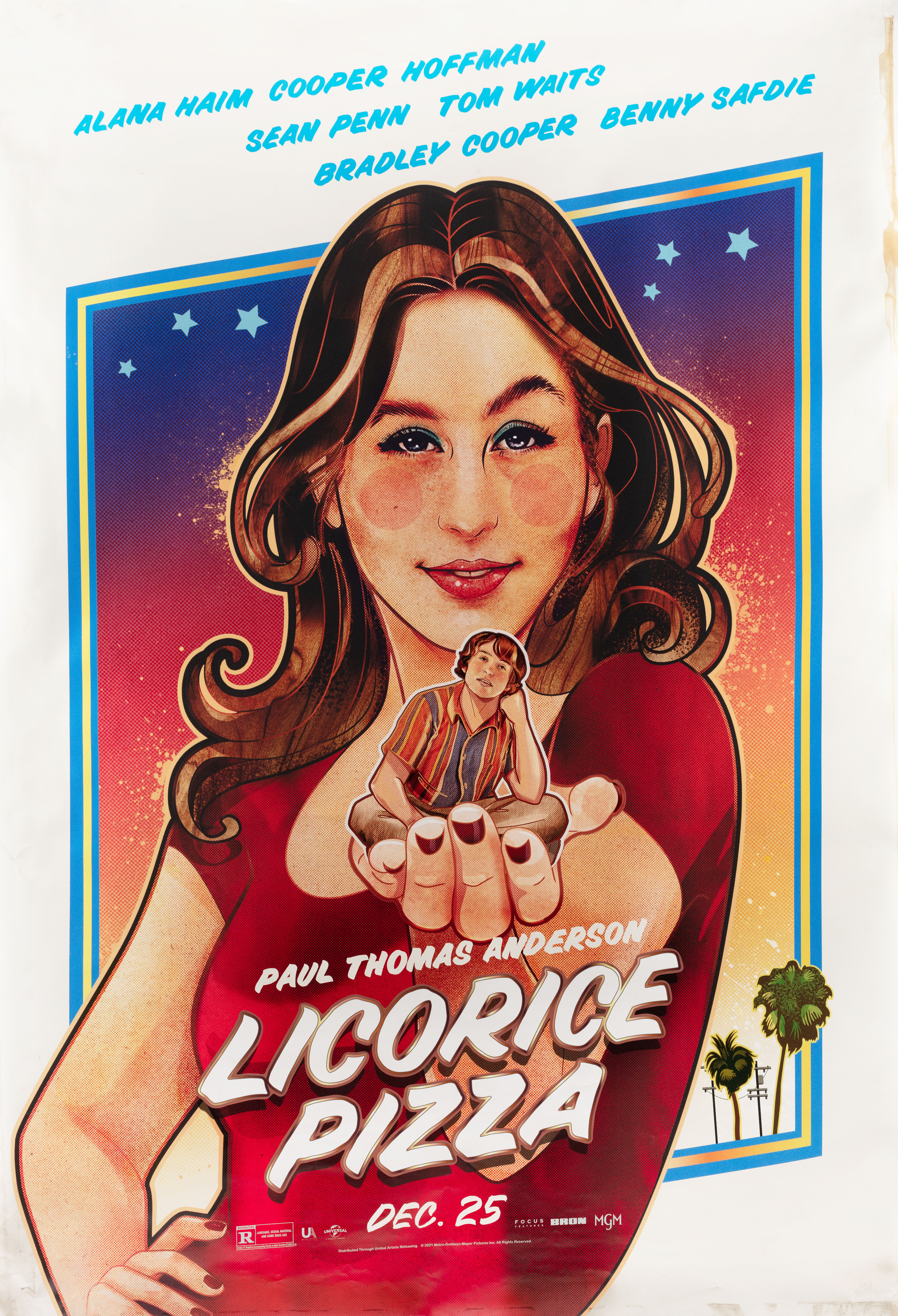 Лакричная пицца (Licorice Pizza, 2021), режиссёр П.Т. Андерсон, иллюстрированный постер к фильму (США, 2021 год), автор Кэт Ридер_1