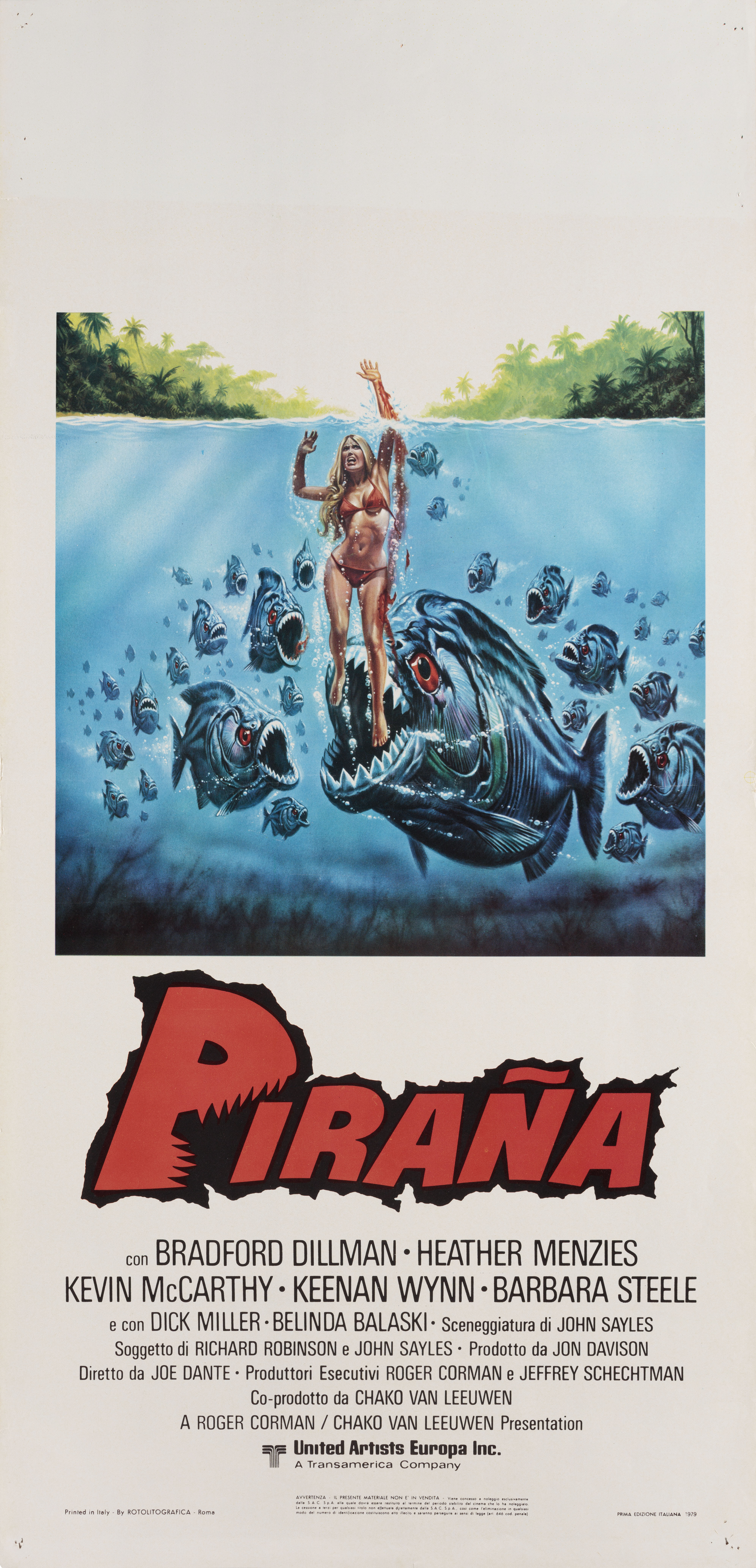 Пираньи (Piranha, 1978), режиссёр Джо Данте, художественный постер к фильму (Италия, 1979 год), автор Ларкин
