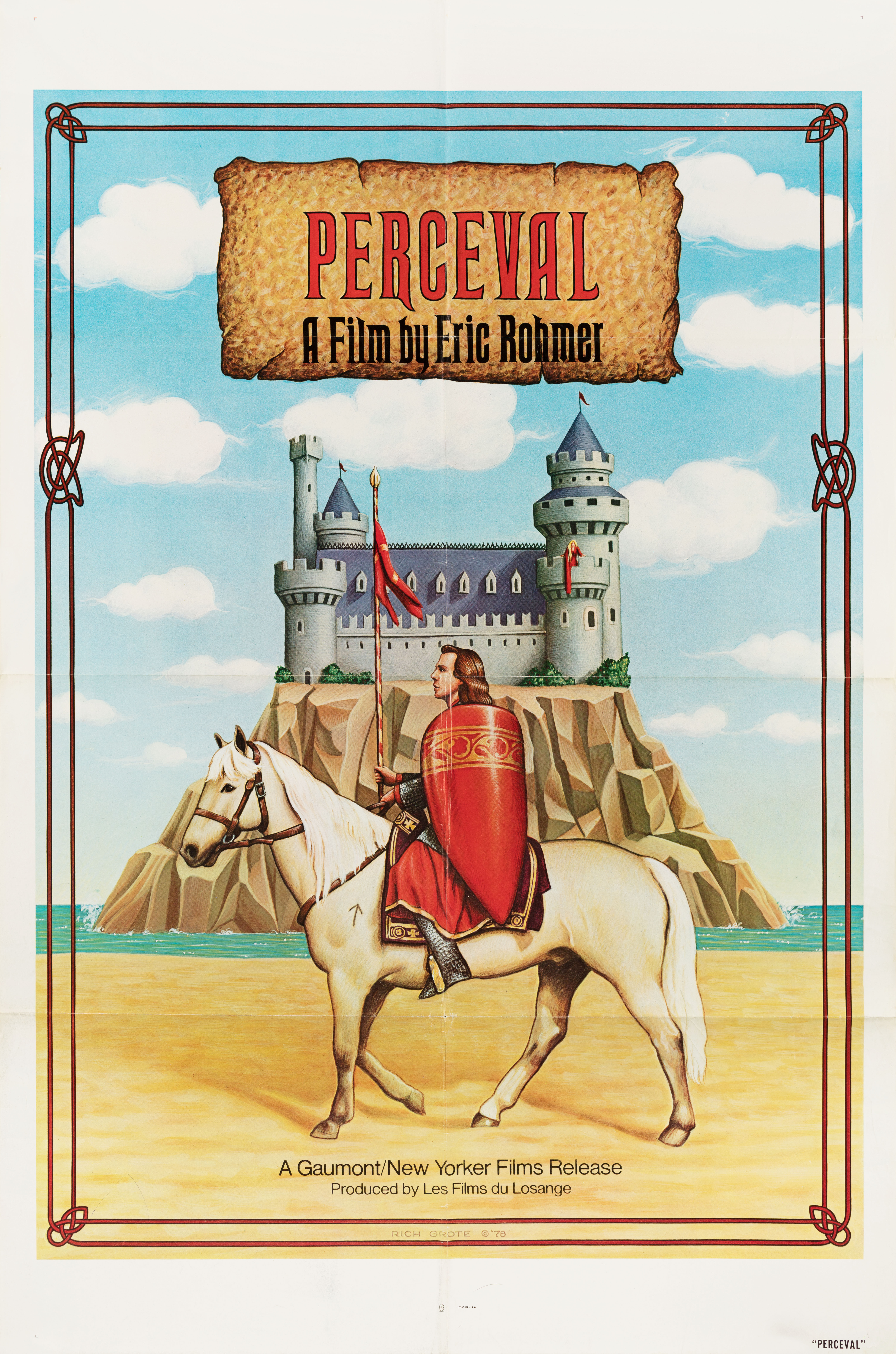 Парсифаль Галльский (Perceval le Gallois, 1978), режиссёр Эрик Ромер, иллюстрированный постер к фильму (США, 1978 год), автор Рич Гроте