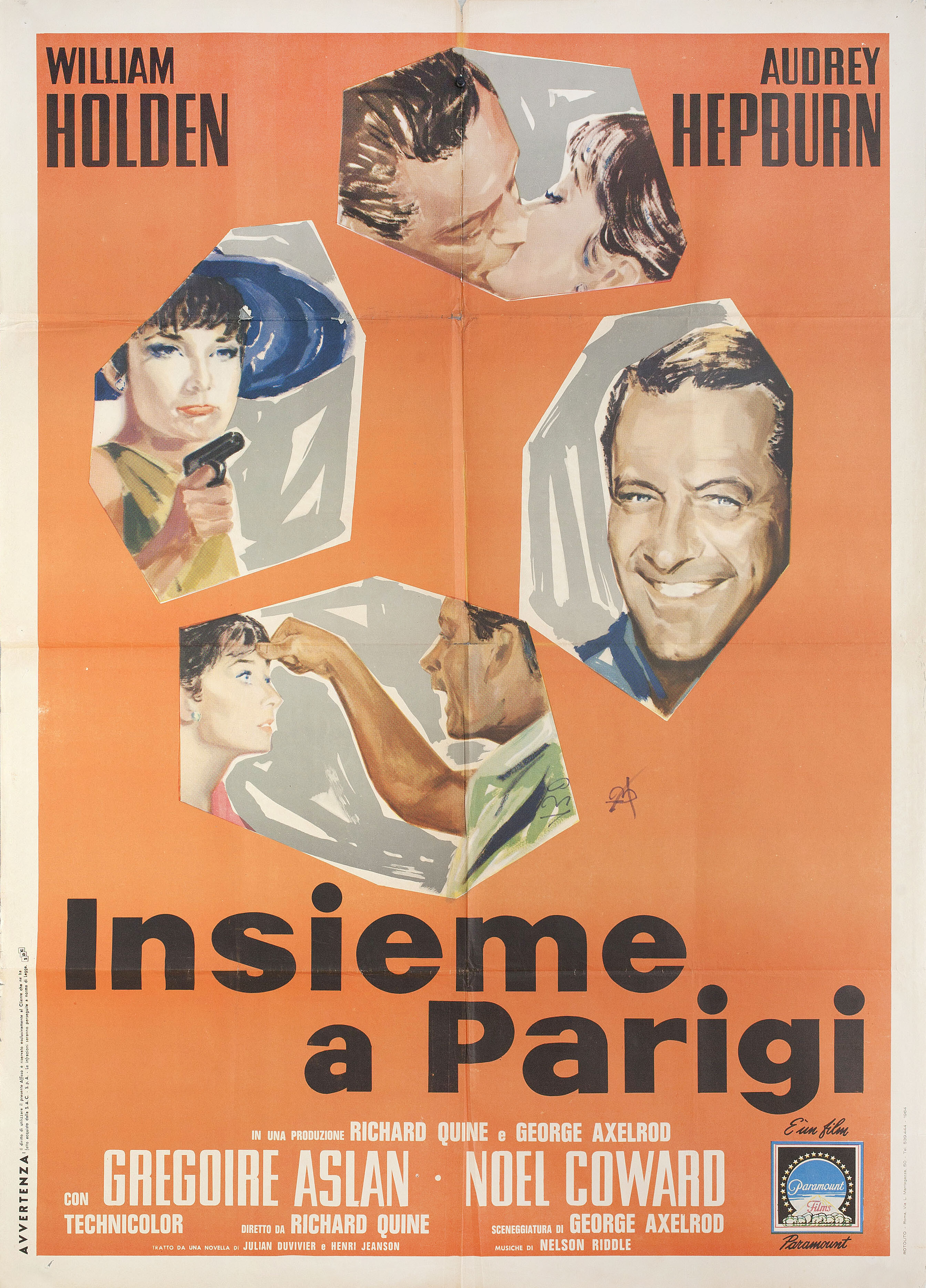 Париж, когда там жара (Paris When It Sizzles, 1964), режиссёр Ричард Куайн, художественный постер к фильму (Италия, 1961 год), автор Эрколе Брини