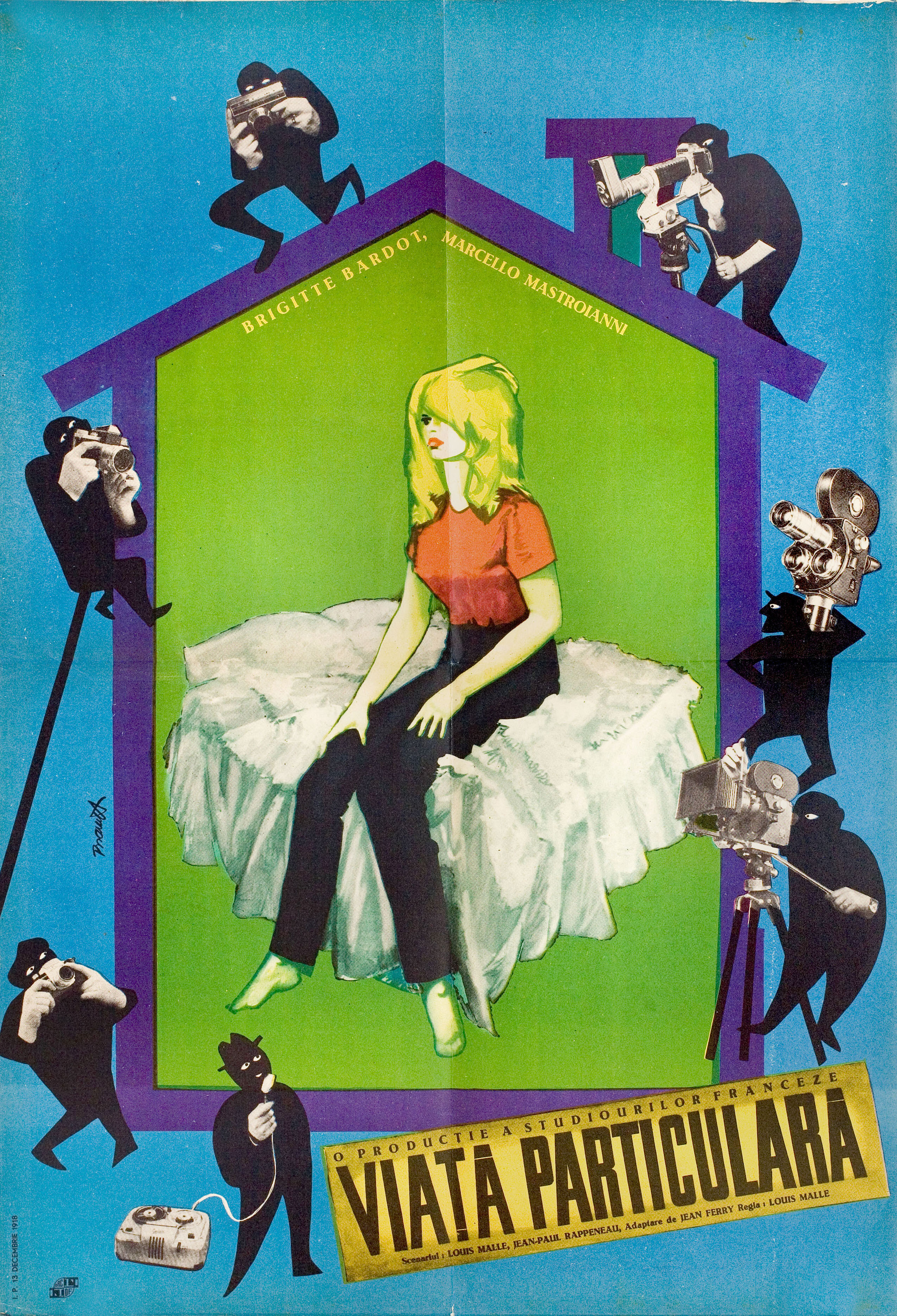 Частная жизнь  (A Very Private Affair, 1962), режиссёр Луи Малль, художественный постер к фильму (Румыния, 1962 год)