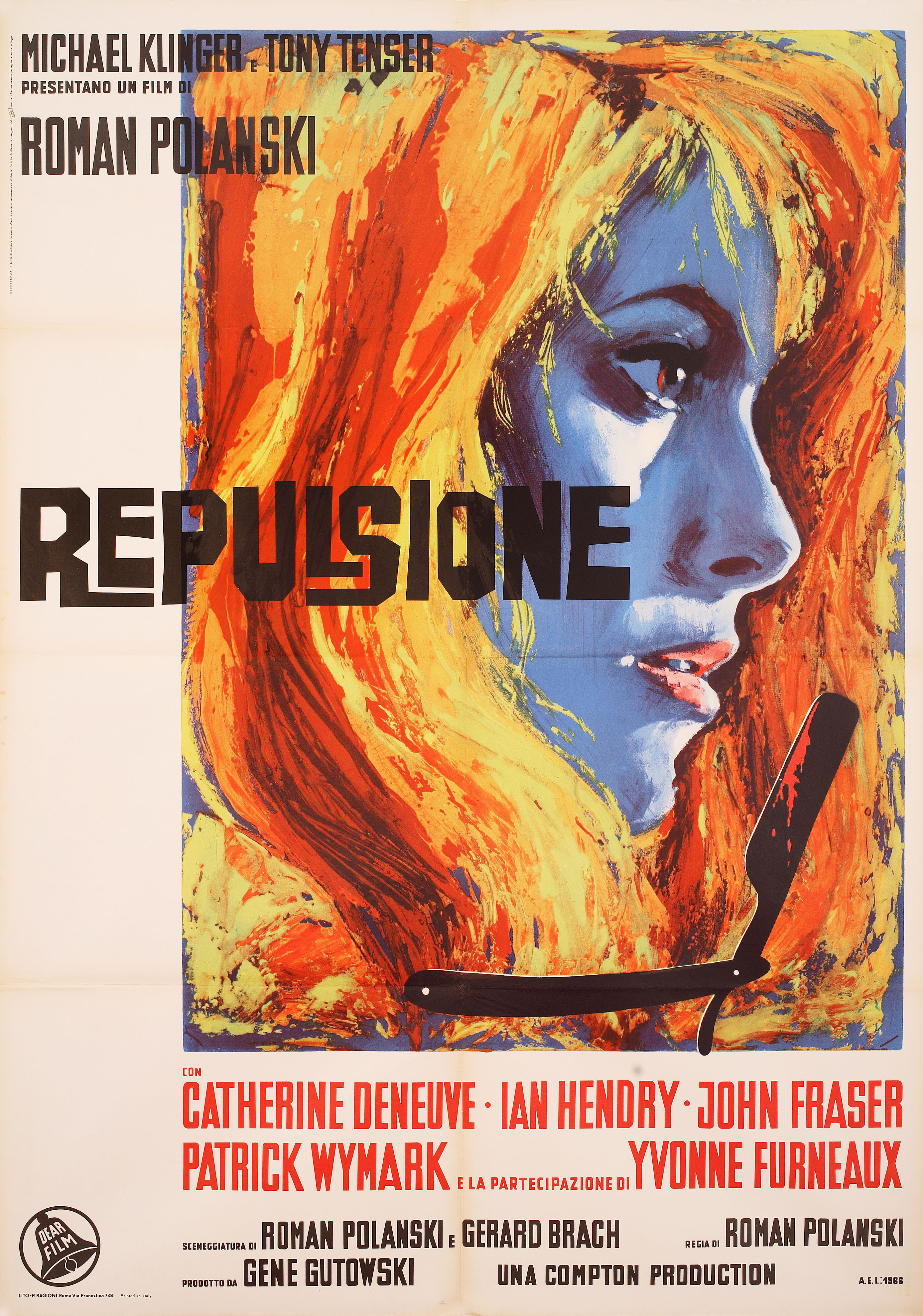Отвращение (Repulsion, 1965), режиссёр Роман Полански, художественный постер к фильму (Италия, 1965 год)