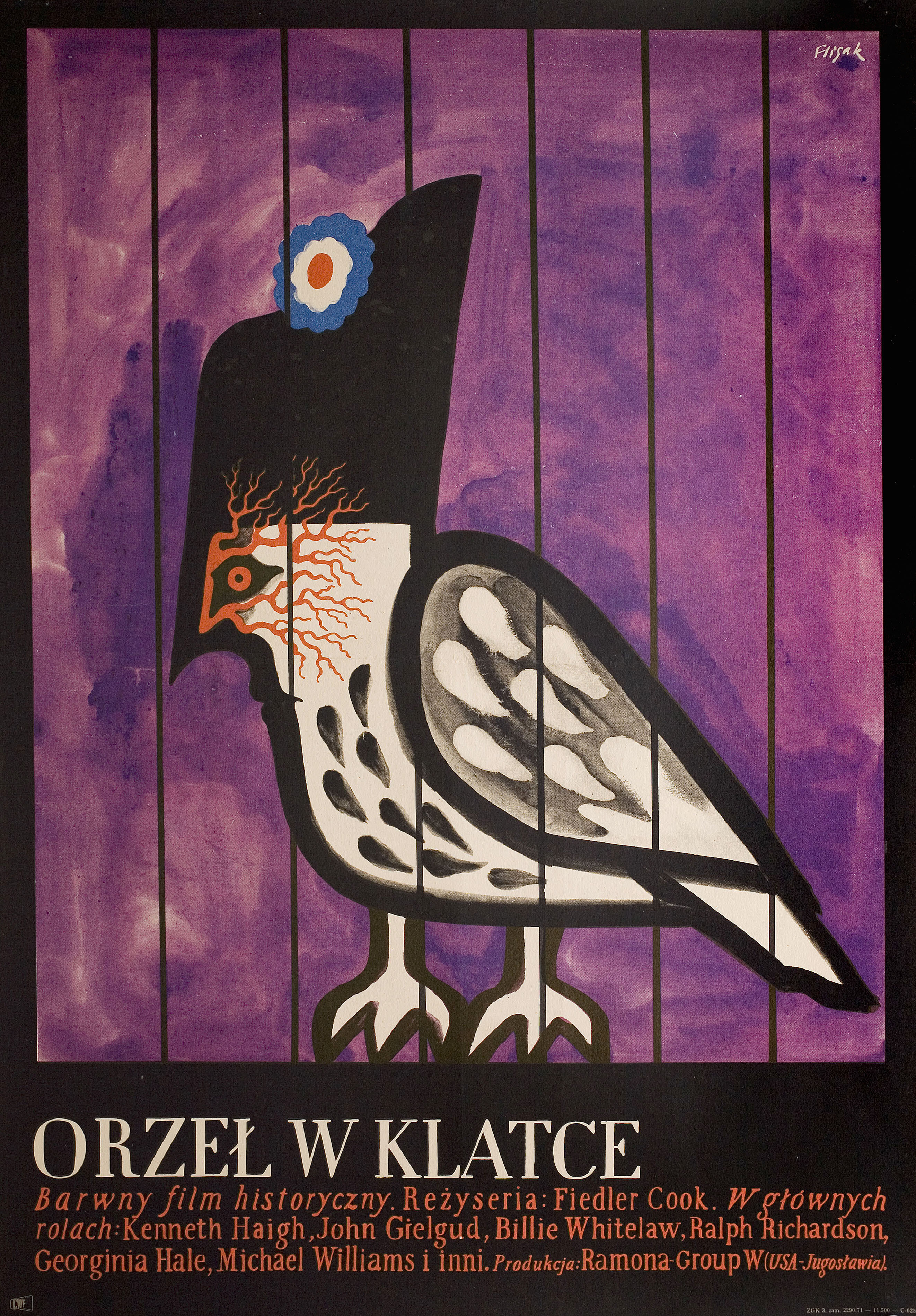 Орел в клетке (Eagle in a Cage, 1972), режиссёр Филдер Кук, художественный постер к фильму (Польша, 1972 год), автор Ежи Флисак