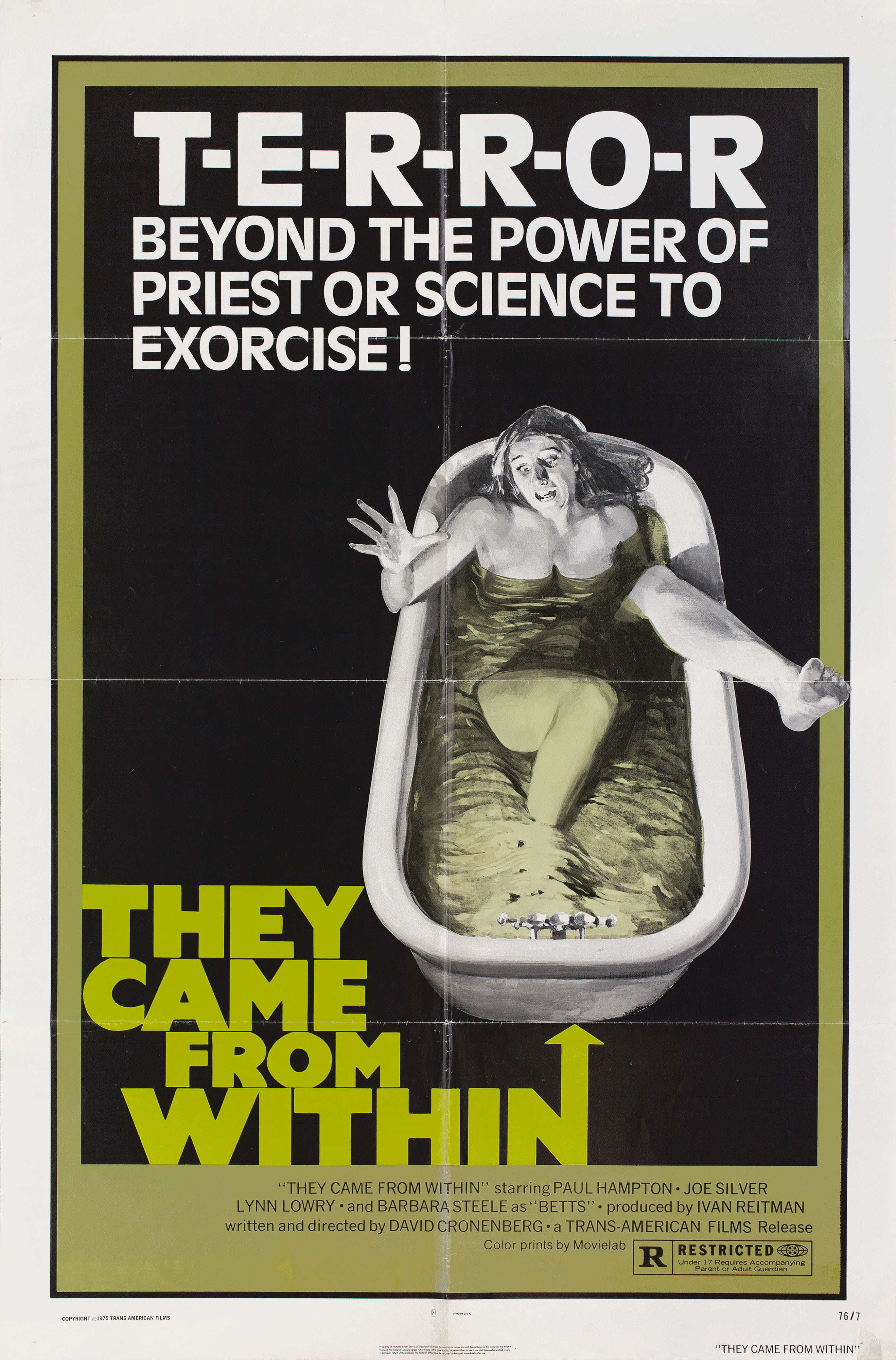 Судороги (They Came from Within, 1975), режиссёр Дэвид Кроненберг, художественный постер к фильму (США, 1976 год)