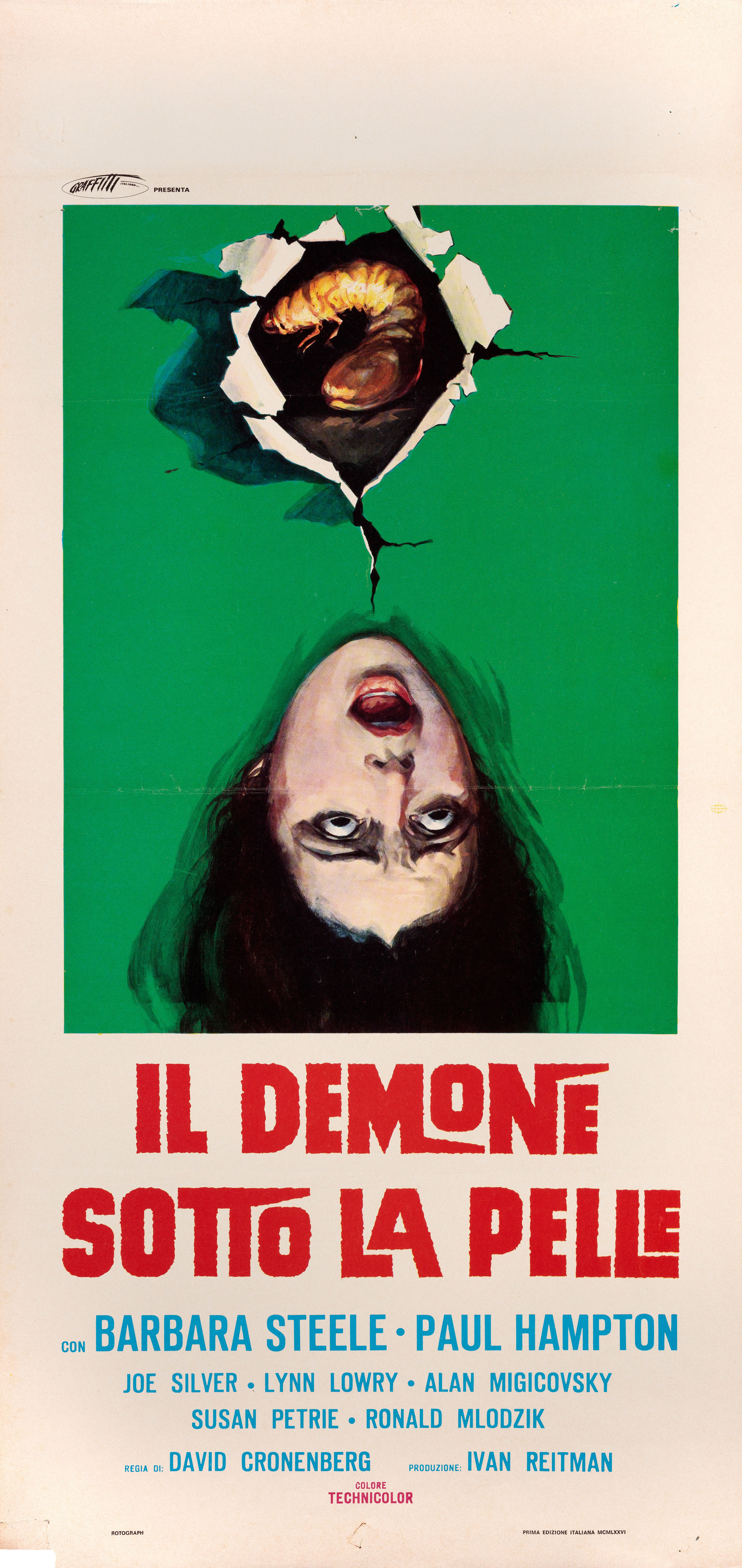 Судороги (They Came from Within, 1975), режиссёр Дэвид Кроненберг, художественный постер к фильму (Италия, 1976 год)