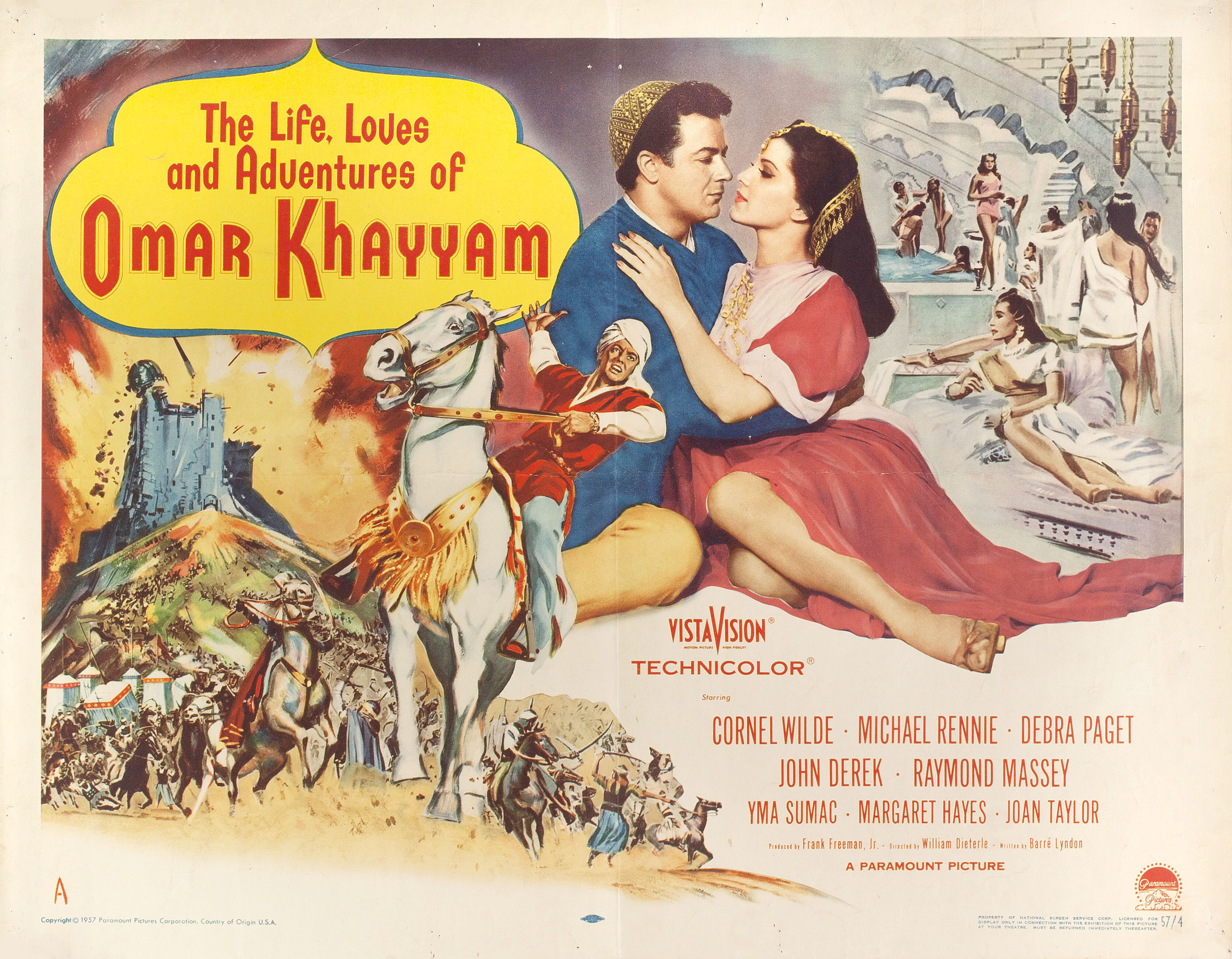 Омар Хайям (Omar Khayyam, 1957), режиссёр Уильям Дитерле, художественный постер к фильму (США, 1957 год)