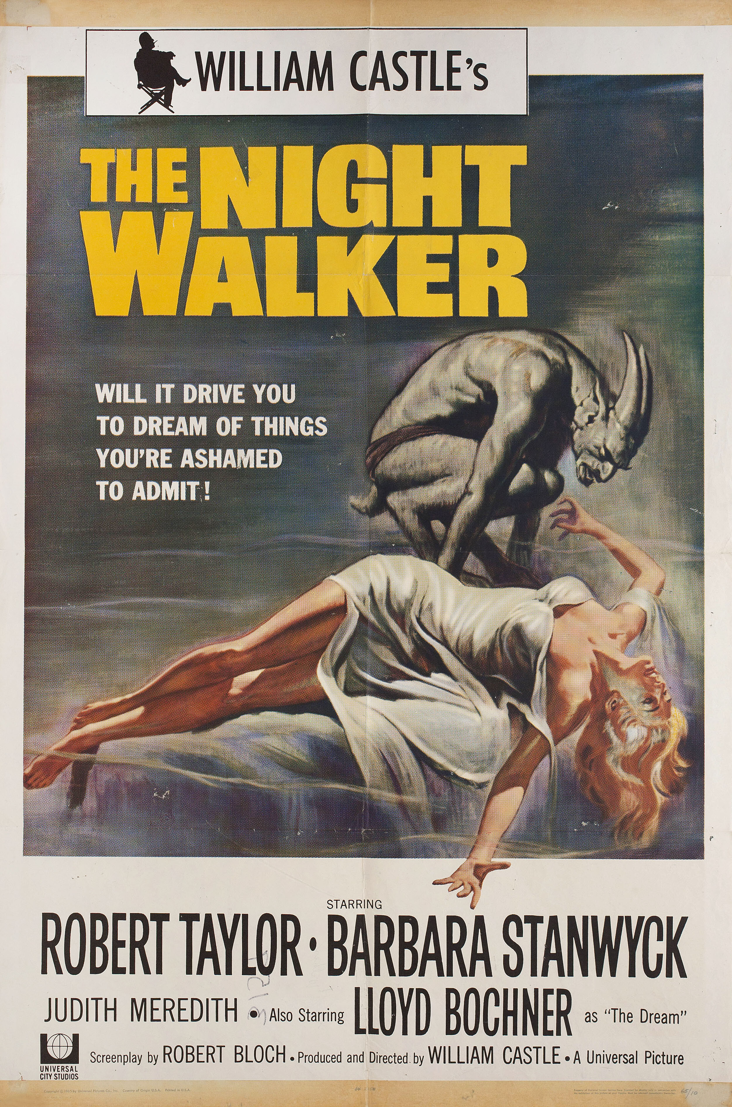 Приходящий по ночам (The Night Walker, 1964), режиссёр Уильям Касл, художественный постер к фильму (США, 1964 год), автор Рейнольд Браун