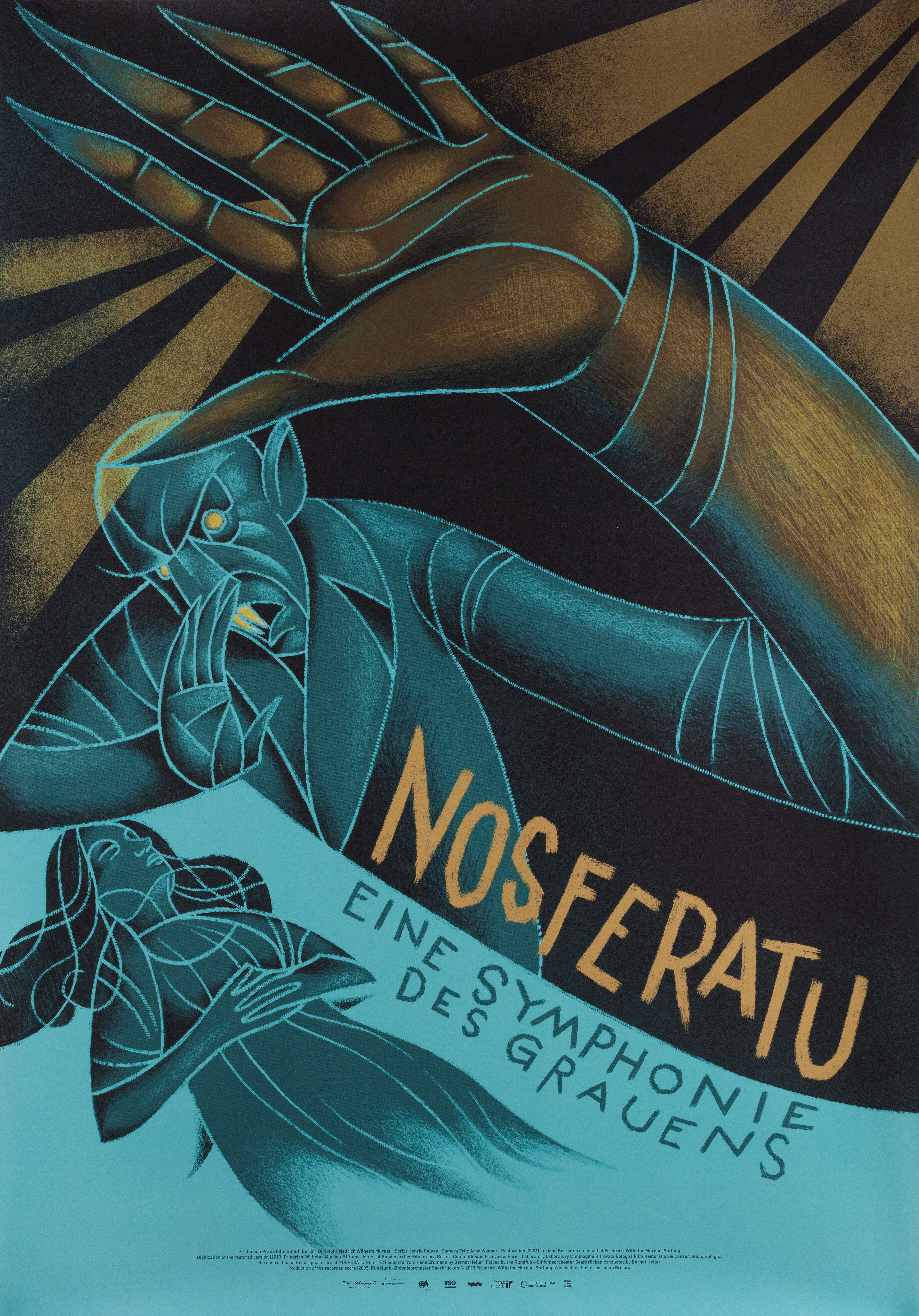 Носферату, симфония ужаса (Nosferatu, 1922), режиссёр Ф. В. Мурнау, иллюстрированный постер к фильму (Швеция, 2021 год), автор Йохан Брозов