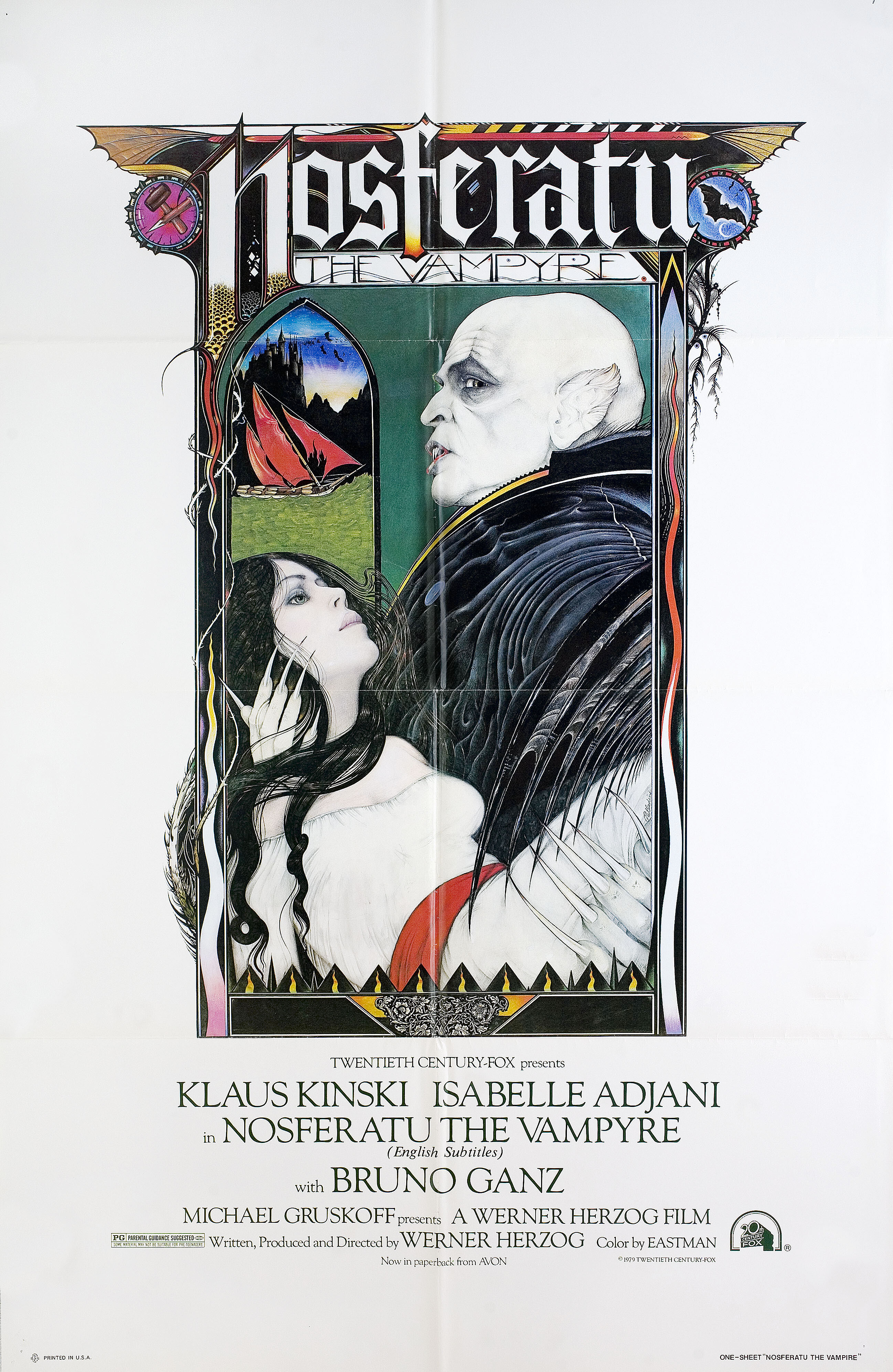 Носферату: Призрак ночи (Nosferatu the Vampyre, 1979), режиссёр Вернер Херцог, иллюстрированный постер к фильму (США, 1979 год), автор Дэвид Палладини