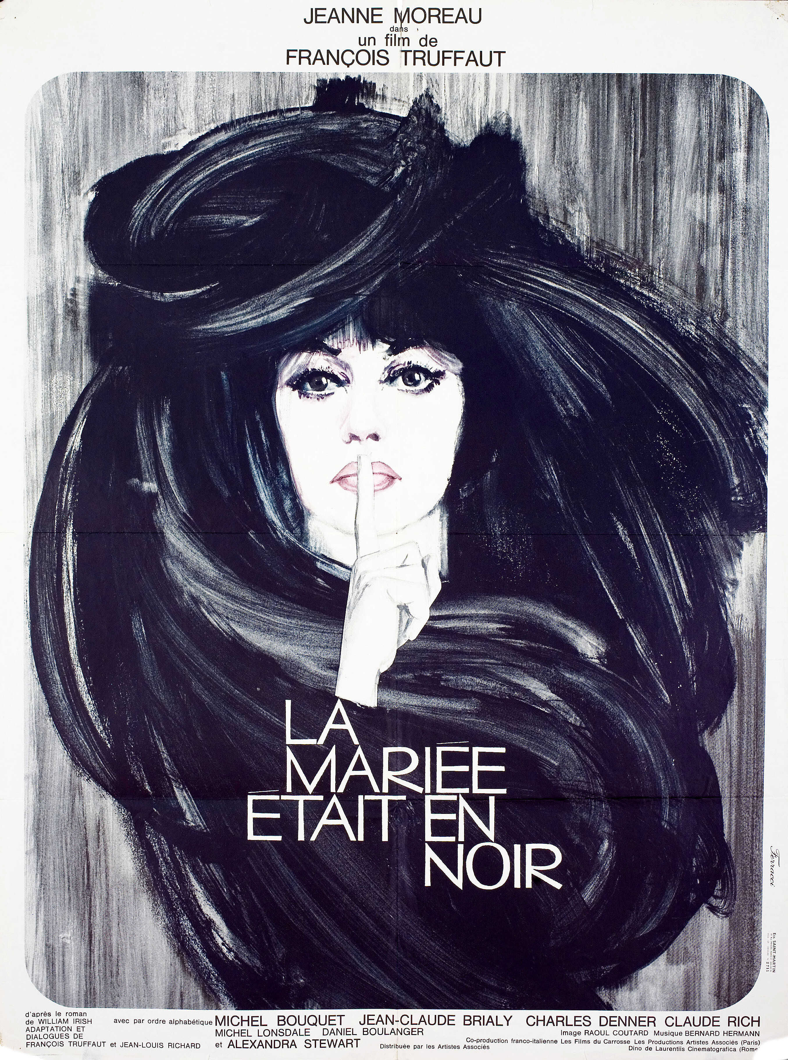 Невеста была в трауре (The Bride Wore Black, 1968), режиссёр Франсуа Трюффо, художественный постер к фильму (Франция, 1968 год), автор Рене Ферраччи