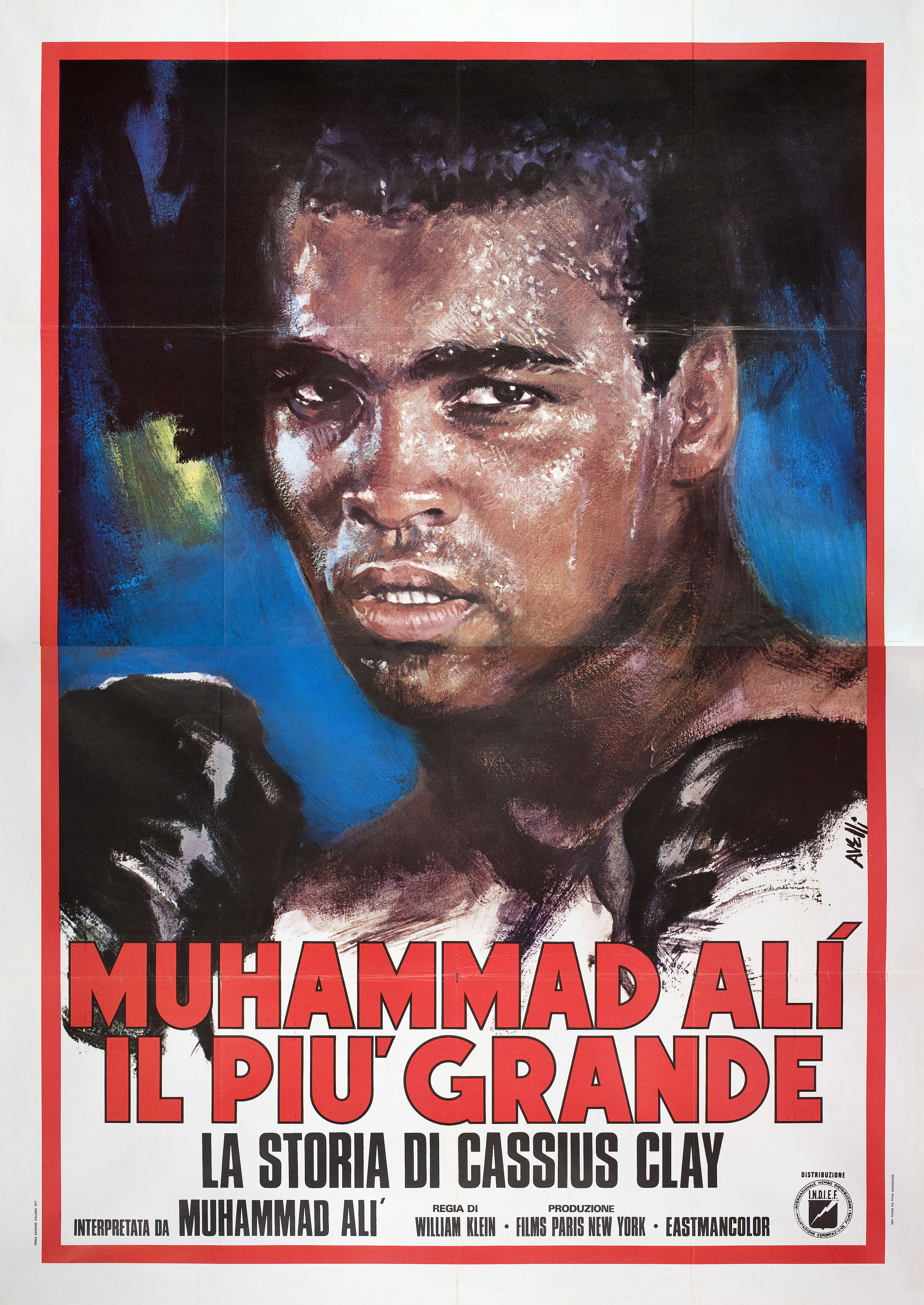 Мухаммед Али, величайший(Muhammad Ali - The Greatest, 1969), режиссёр Уильям Кляйн, художественный постер к фильму (Италия, 1969 год), автор Тино Авелли_1