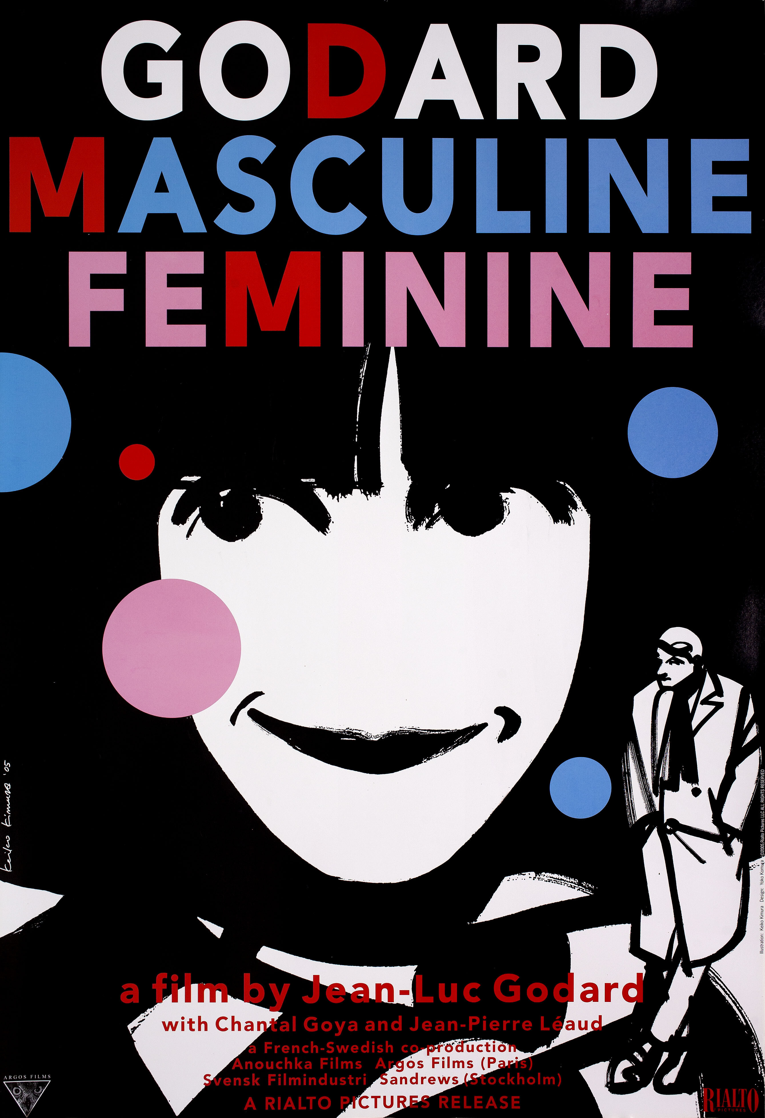 Мужское-женское (Masculin Feminin, 1966), режиссёр Жан-Люк Годар, иллюстрированный постер к фильму (США, 2005 год), автор Кейко Кимура