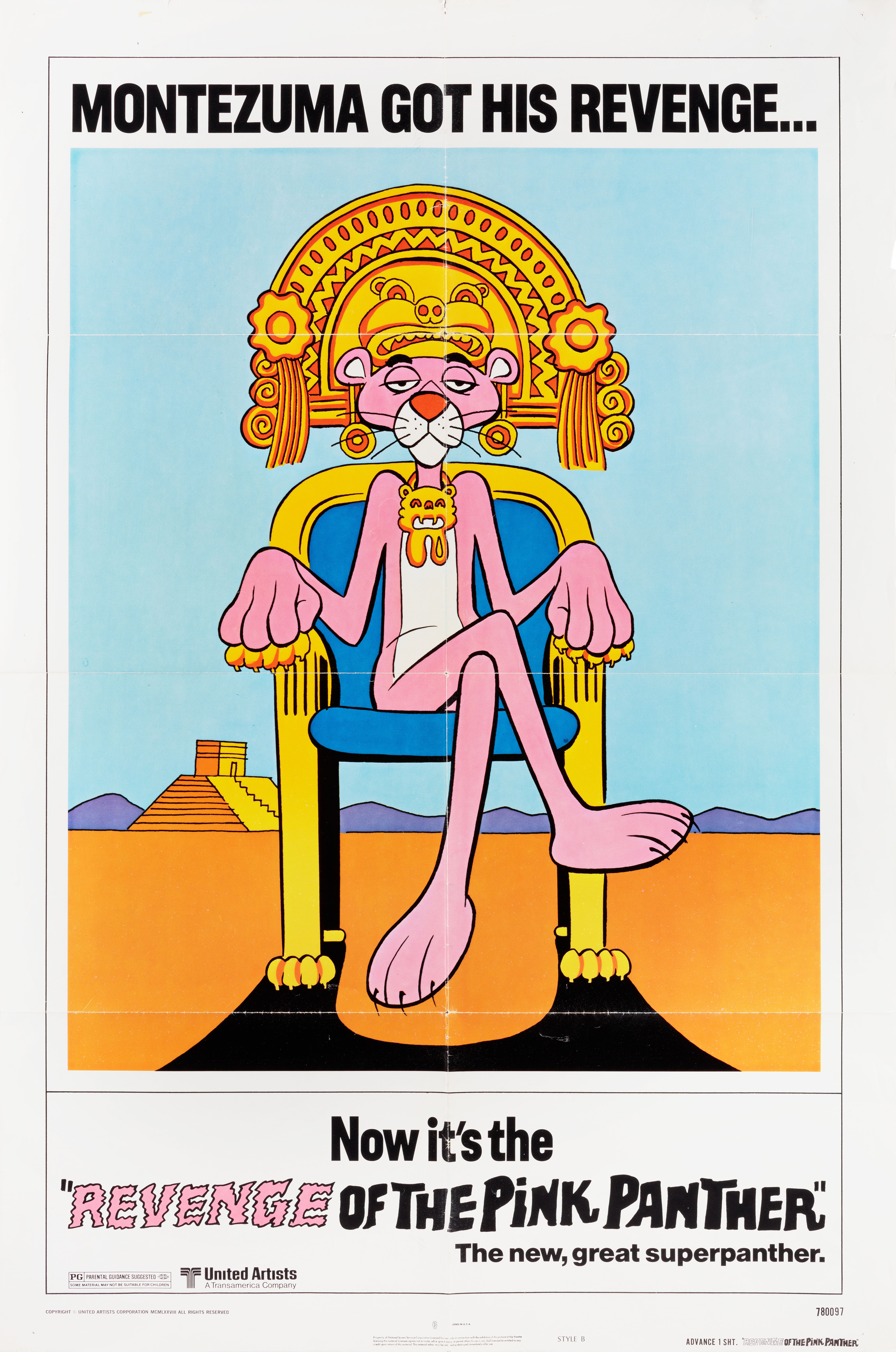 Месть Розовой Пантеры (Revenge of the Pink Panther, 1978), режиссёр Блейк Эдвардс, иллюстрированный постер к фильму (США, 1978 год)