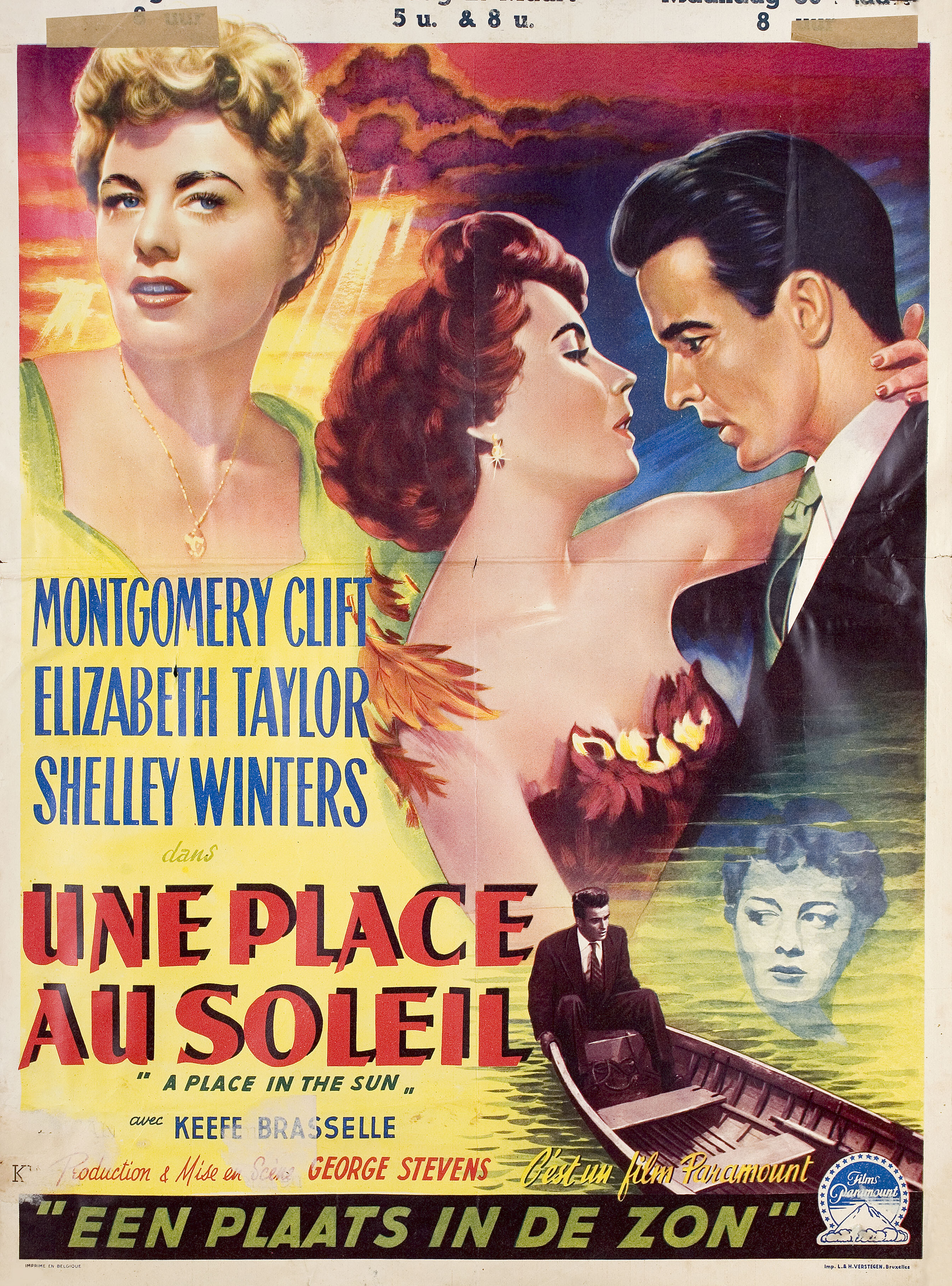 Место под солнцем (A Place in the Sun, 1951), режиссёр Джордж Стивенс, художественный постер к фильму (Бельгия, 1951 год)