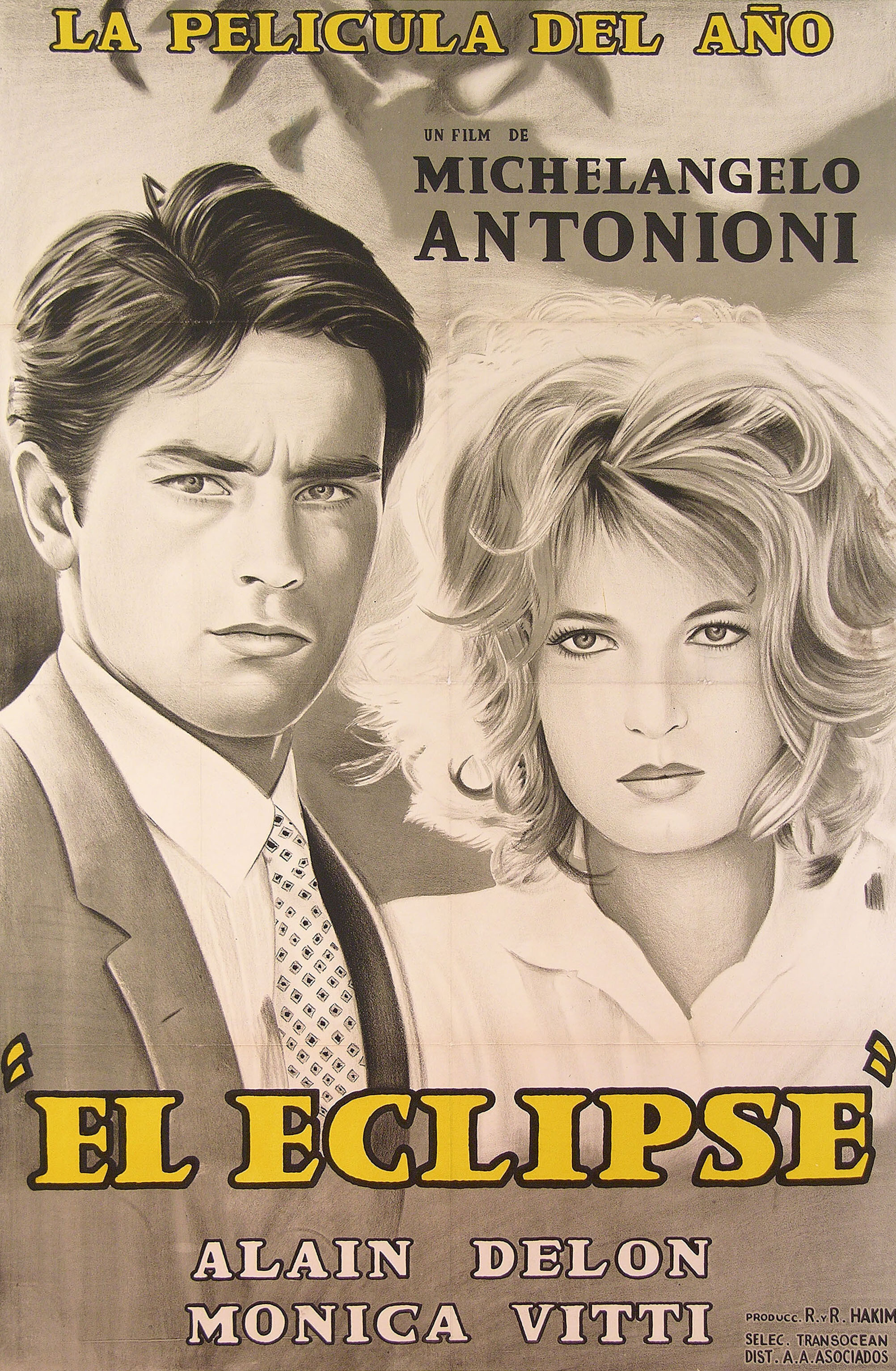 Затмение (LEclisse, 1962), режиссёр Микеланджело Антониони, иллюстрированный постер к фильму (Аргентина, 1962 год)