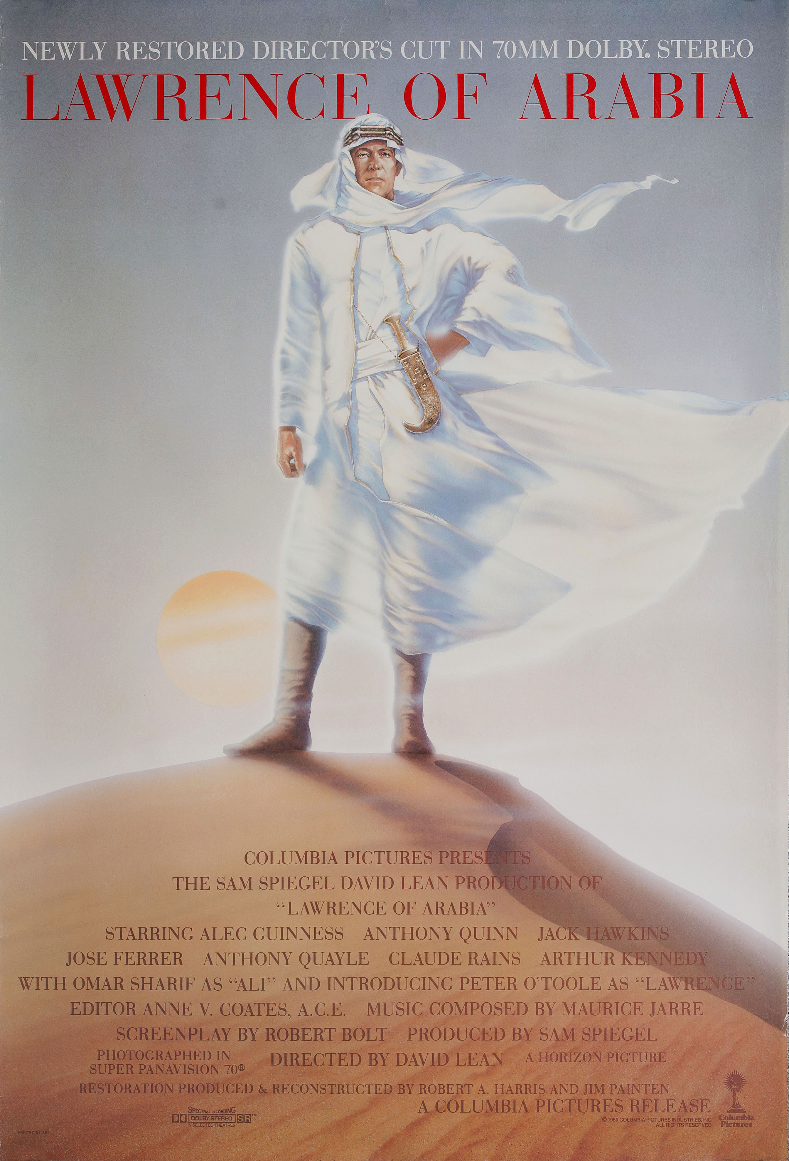 Лоуренс Аравийский (Lawrence of Arabia, 1962), режиссёр Дэвид Лин, иллюстрированный постер к фильму (США, 1989 год)