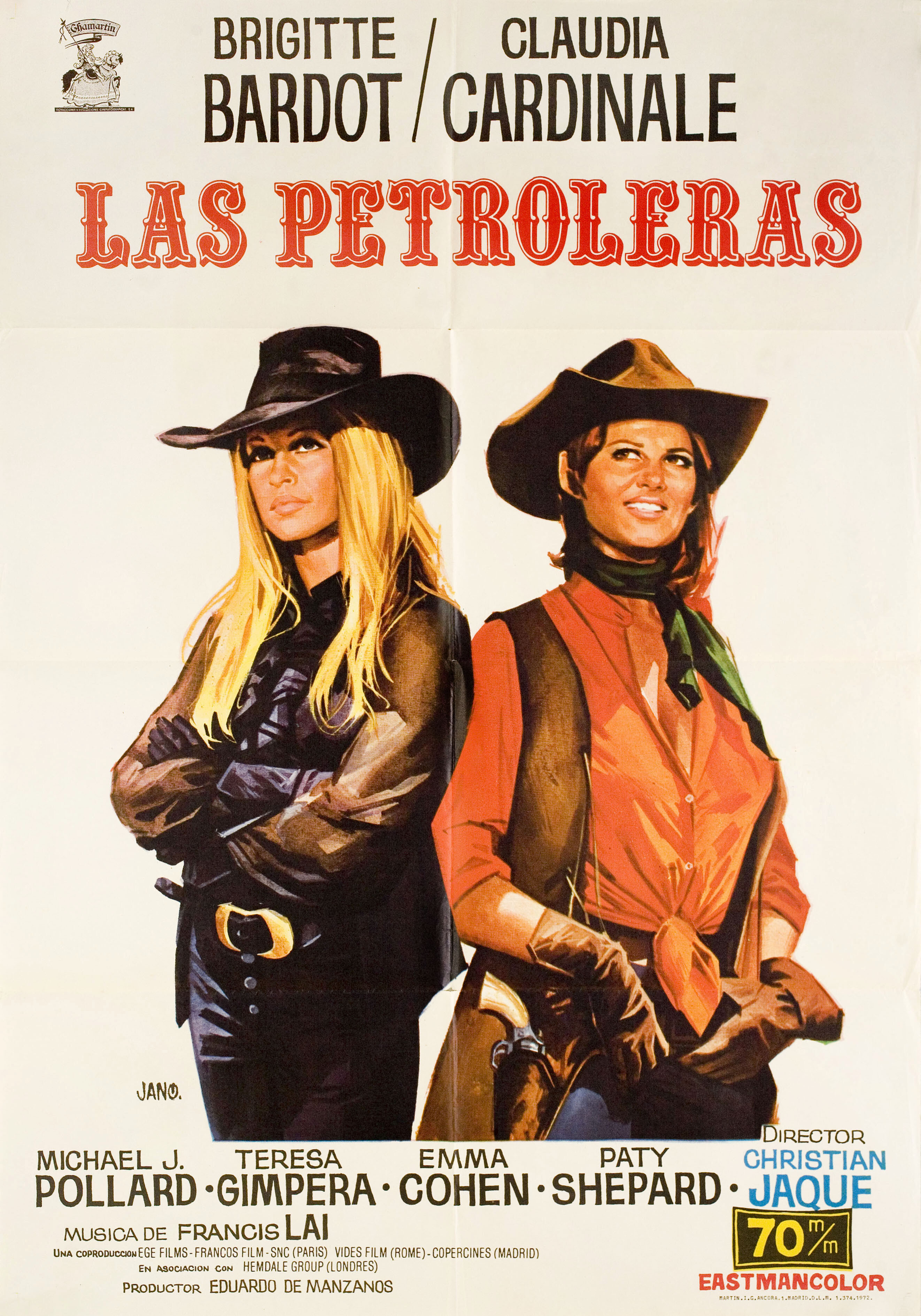 Нефтедобытчицы (The Legend of Frenchie King, 1971), режиссёр Кристиан-Жак, художественный постер к фильму (Испания, 1972 год), автор Яно