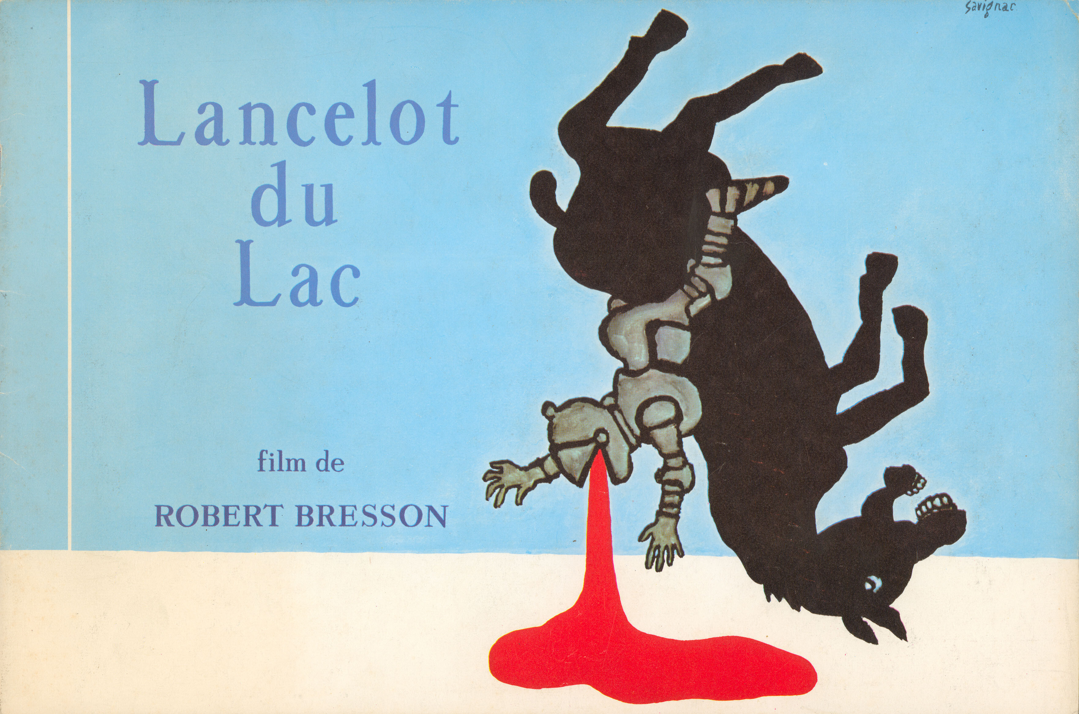 Ланселот Озёрный (Lancelot du Lac, 1974), режиссёр Робер Брессон, иллюстрированный постер к фильму (Франция, 1974 год), автор Раймон Савиньяк