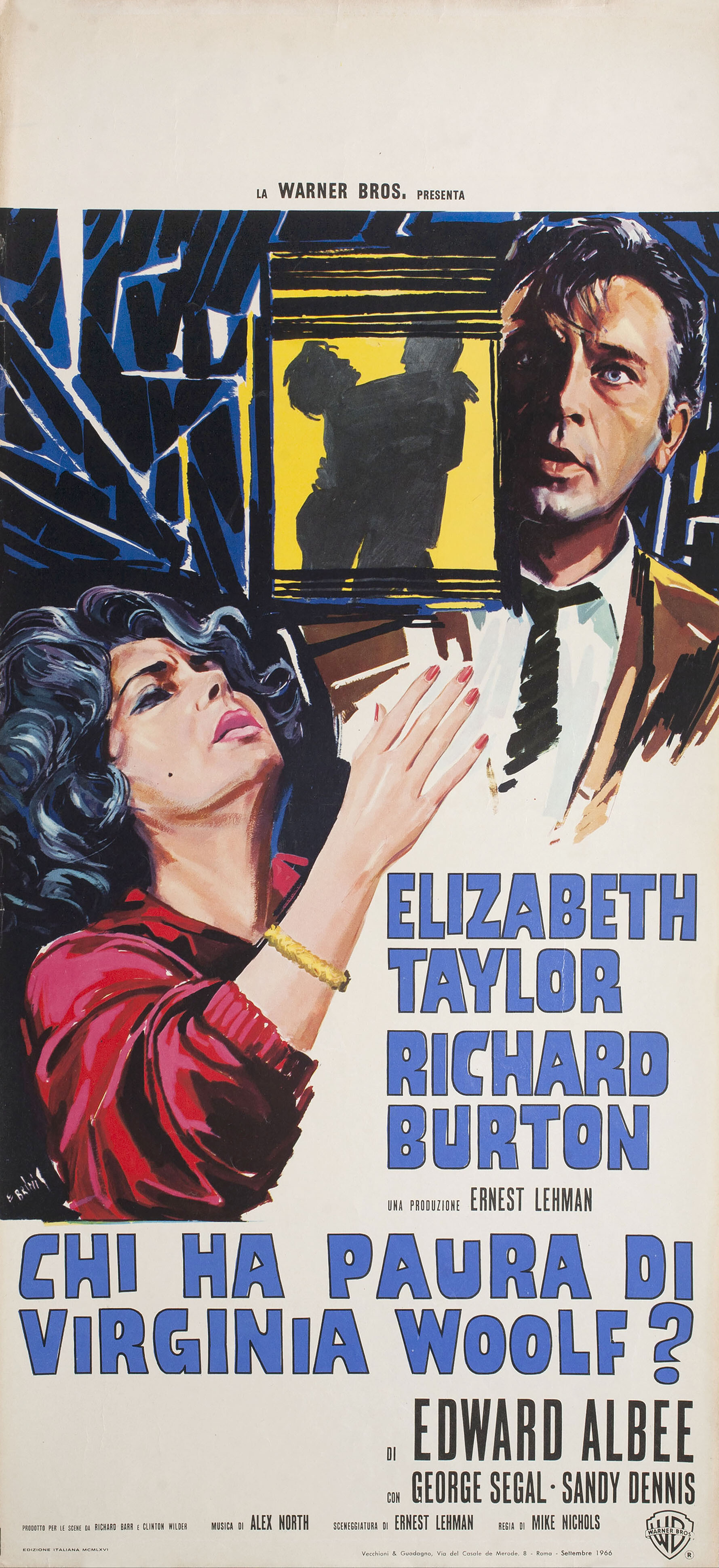 Кто боится Вирджинии Вульф (Whos Afraid of Virginia Woolf, 1966), режиссёр Майк Николс, художественный постер к фильму (Италия, 1966 год)