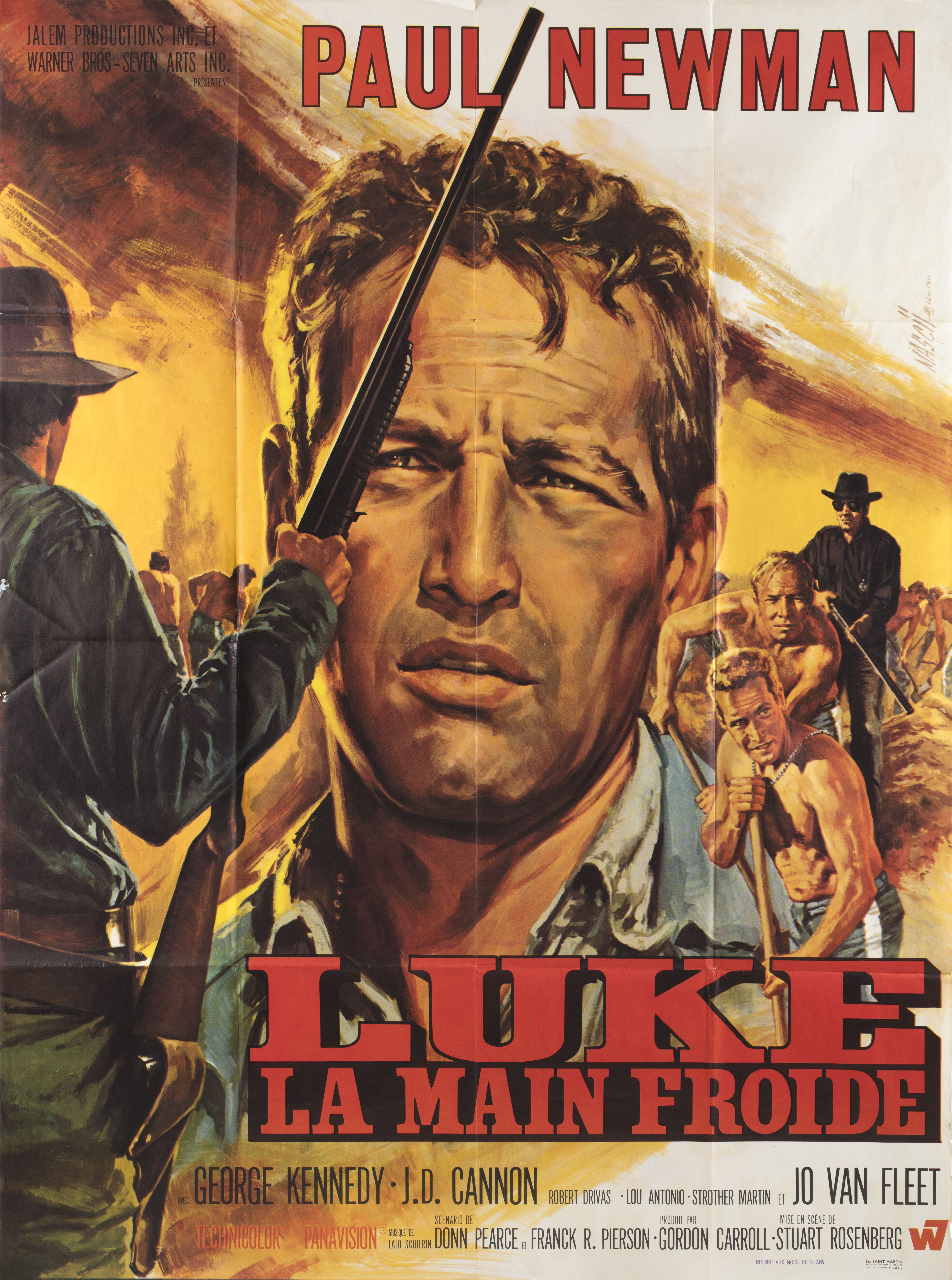 Хладнокровный Люк (Cool Hand Luke, 1967), режиссёр Стюарт Розенберг, художественный постер к фильму (Франция, 1967 год), автор Жан Маски